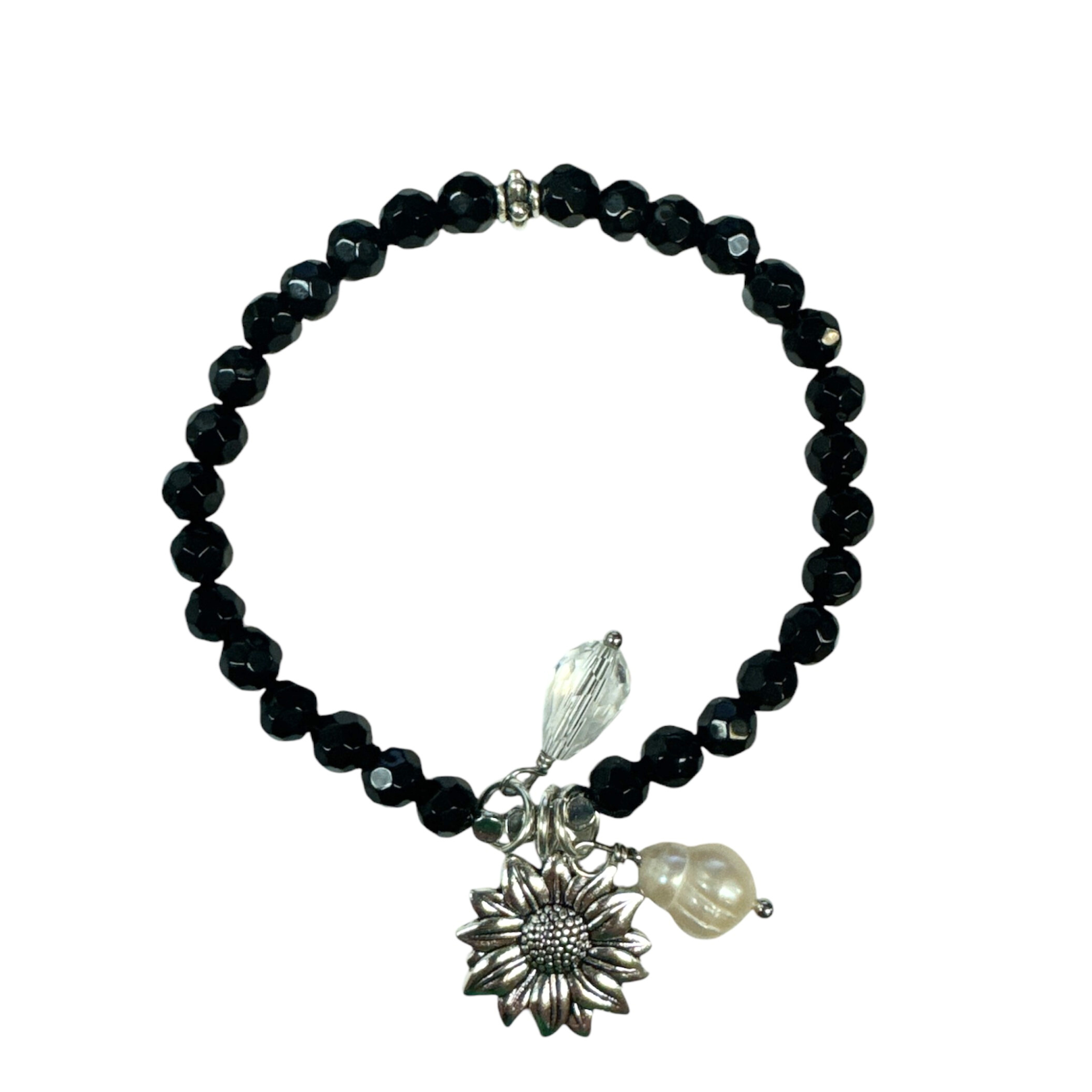 Black Onyx Sunflower Bracelet