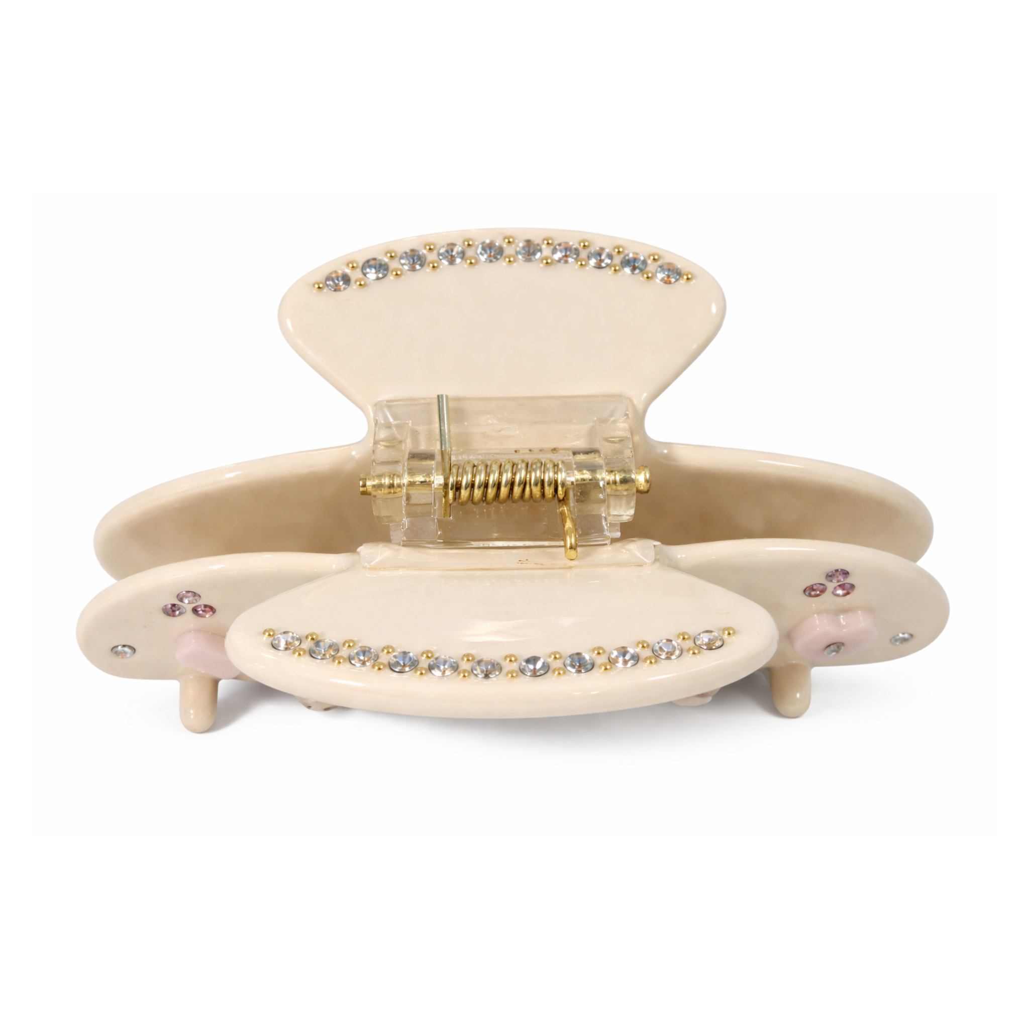 Super Sweet White Rhinestone Heart Clip