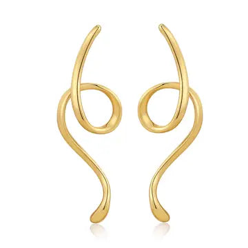 Ribbon Drip Statement Earrings Gold
