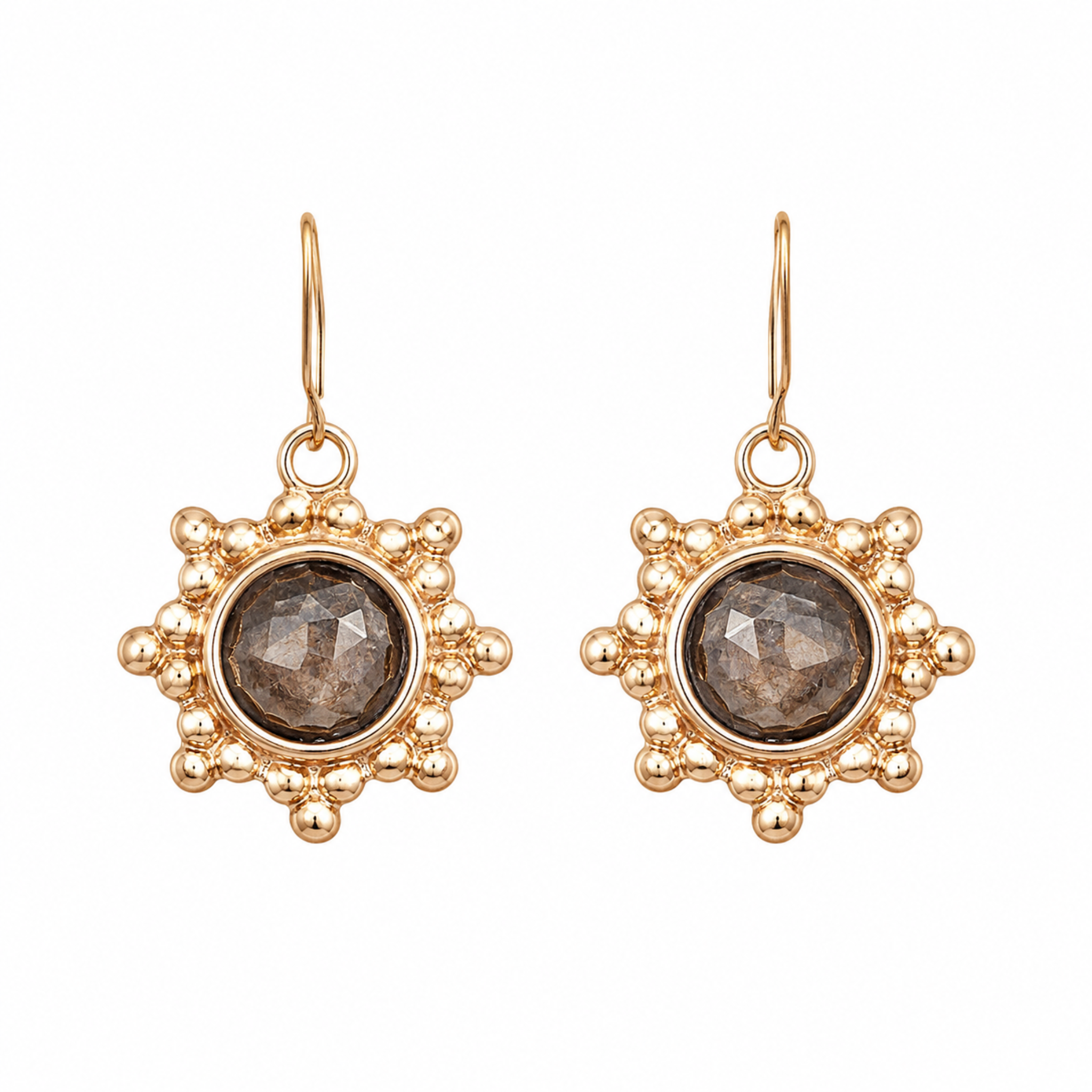 Sunburst Pendant with Round Gemstone Earrings