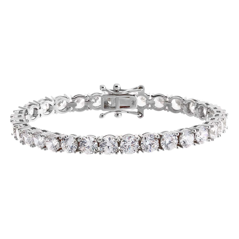 5MM 6.5" L Sterling Platinum Handset Tennis Bracelet - B1010S