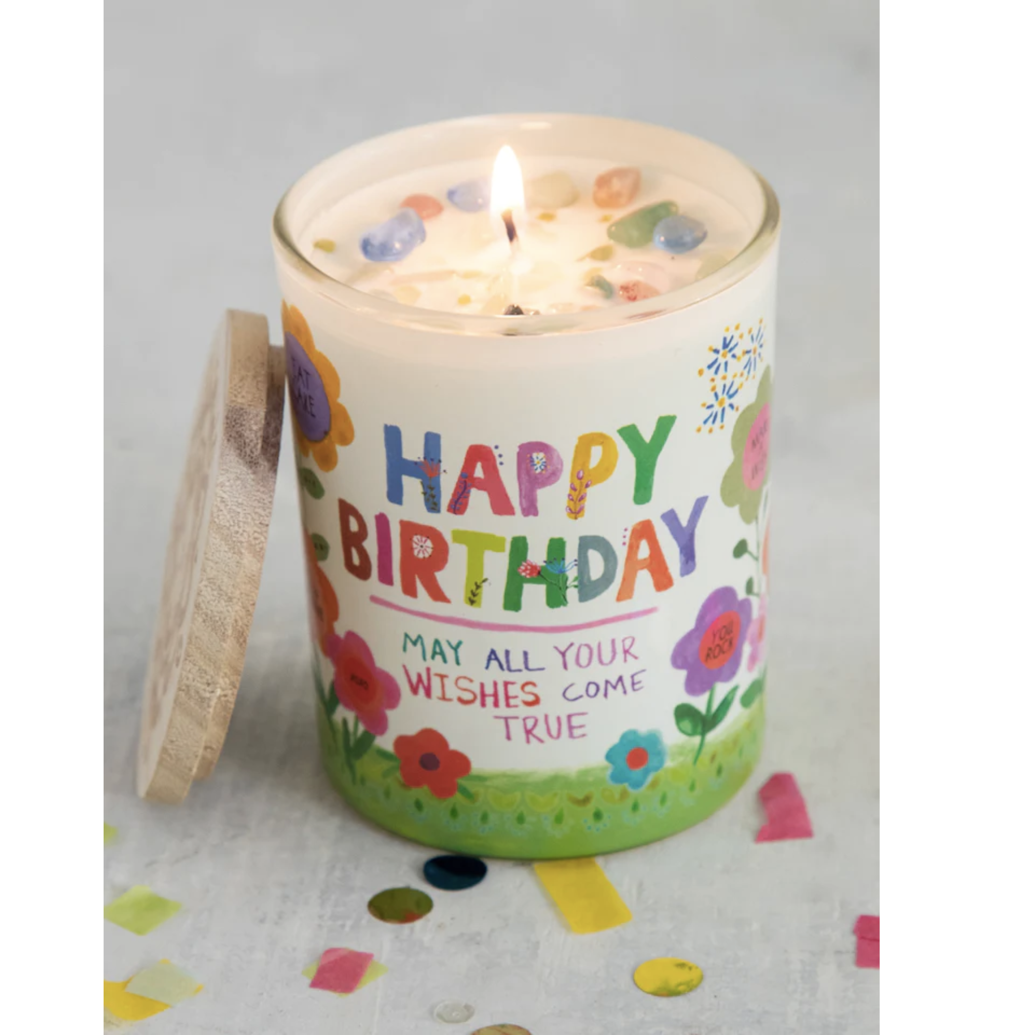 Birthday Wish Soy Candle With Crystals