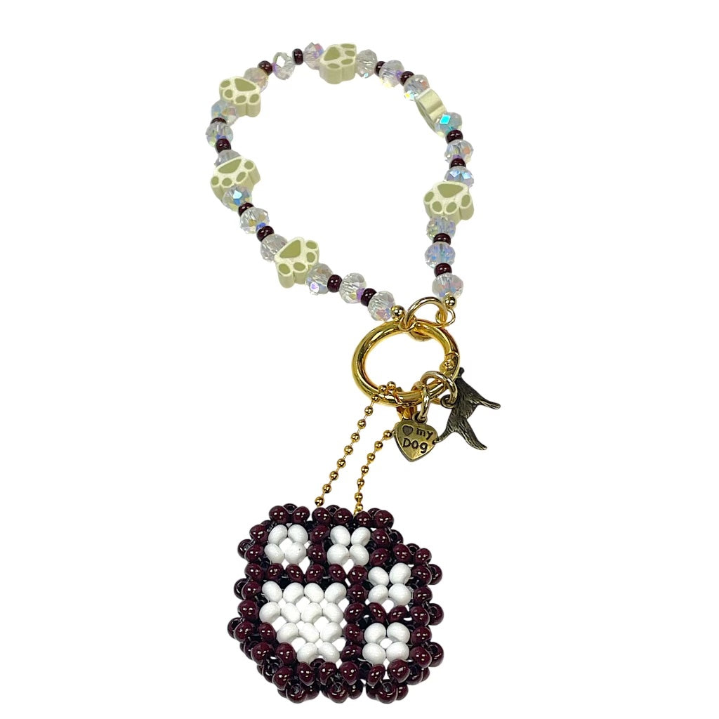 Beaded Paw Print Bag Charm