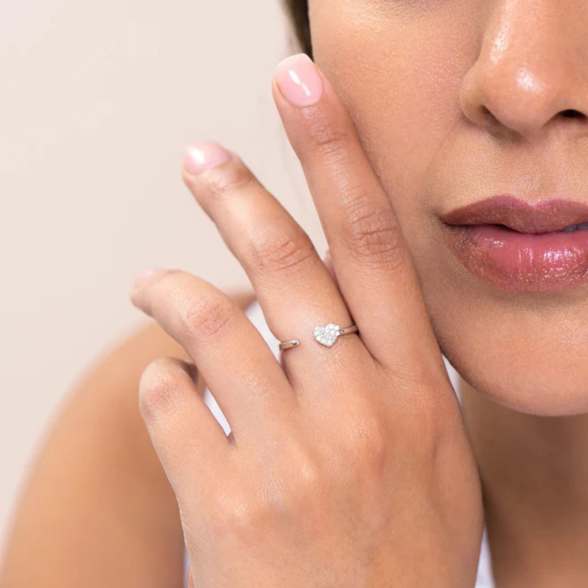 Mini-Heart Bypass Ring in Rhodium Plated Sterling Silver