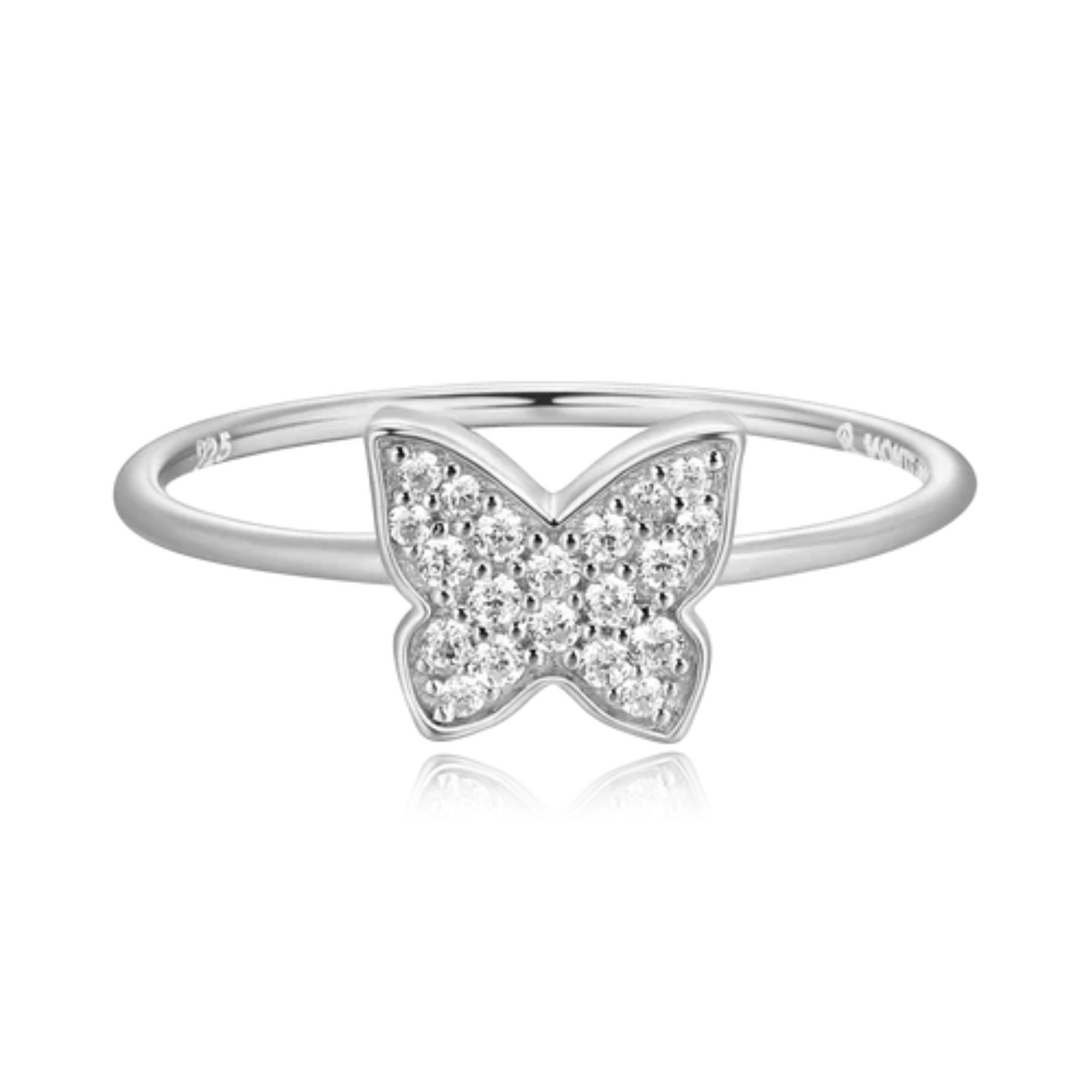 Butterfly Statement Ring in Rhodium Plated Sterling Silver