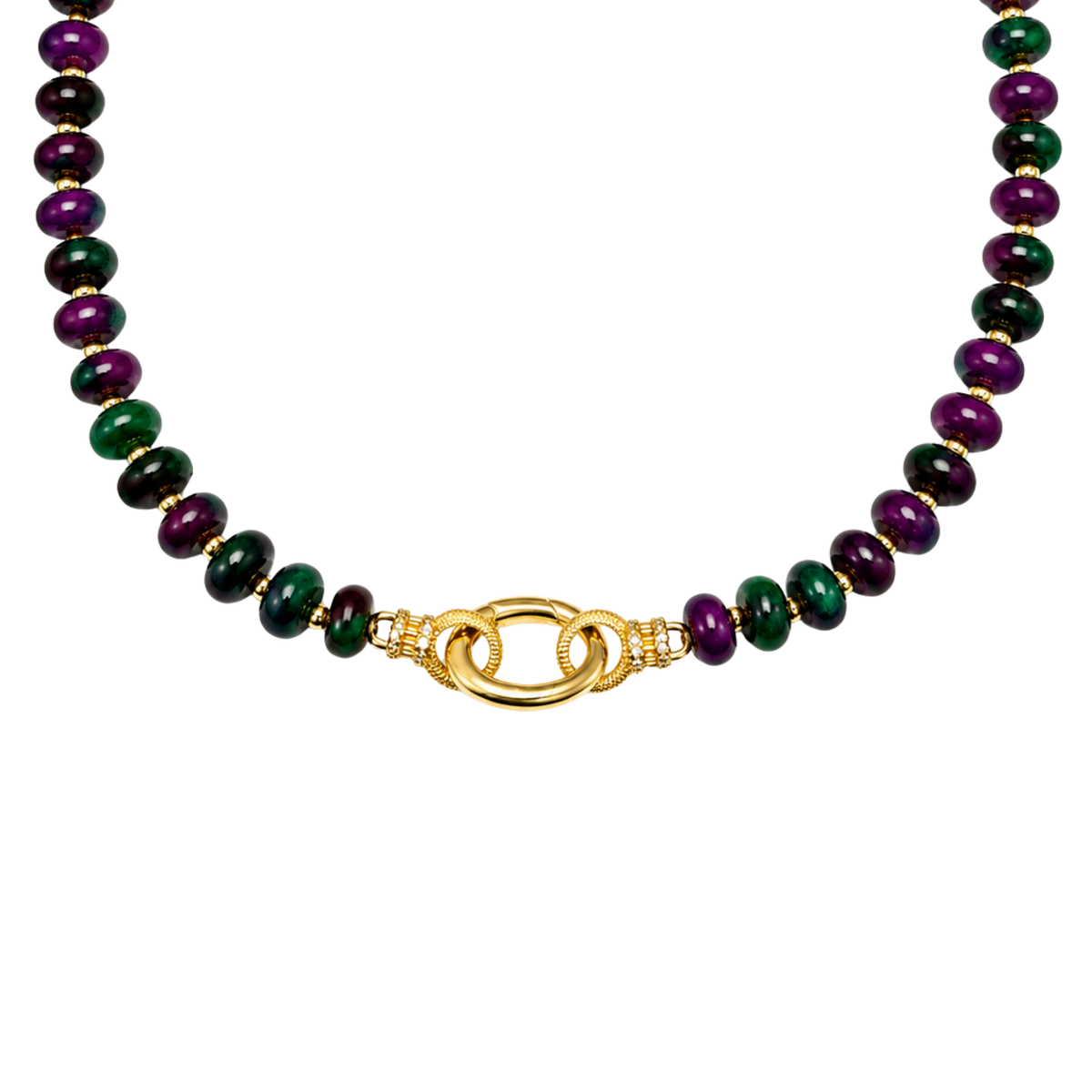 Colorful gemstone beaded necklace with charm catcher, featuring vibrant beads and decorative pendant, by Private Label.