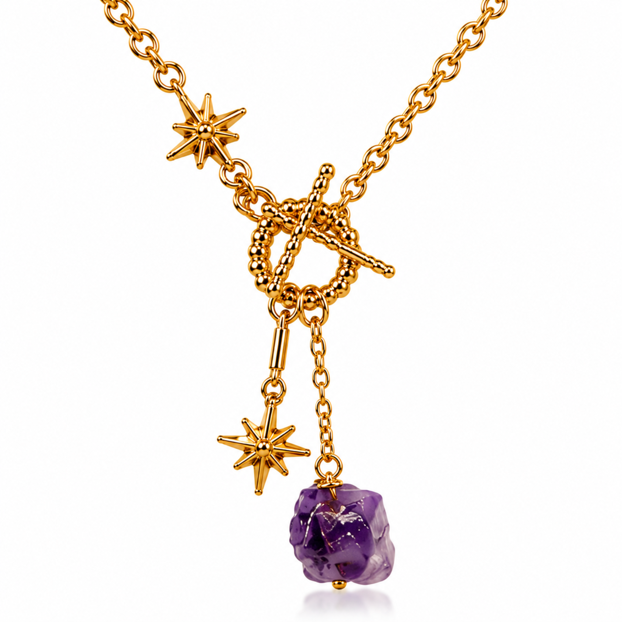 Luna Norte Not So Basic gemstone toggle front necklace featuring colorful gemstone beads and a toggle clasp design.