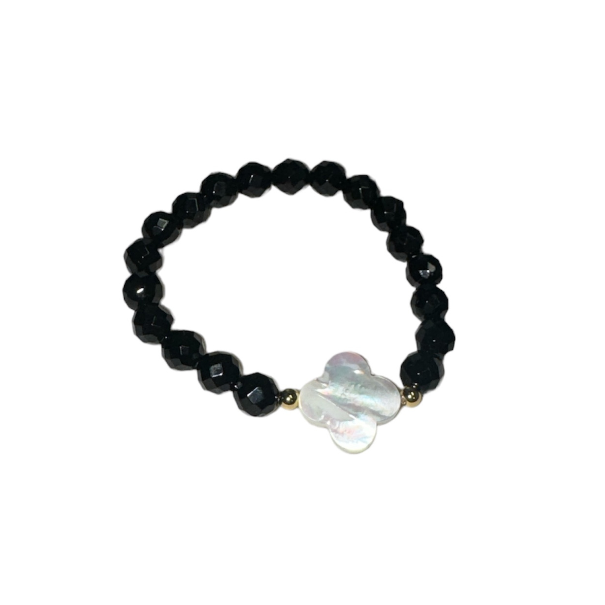 Black beaded bracelet stack