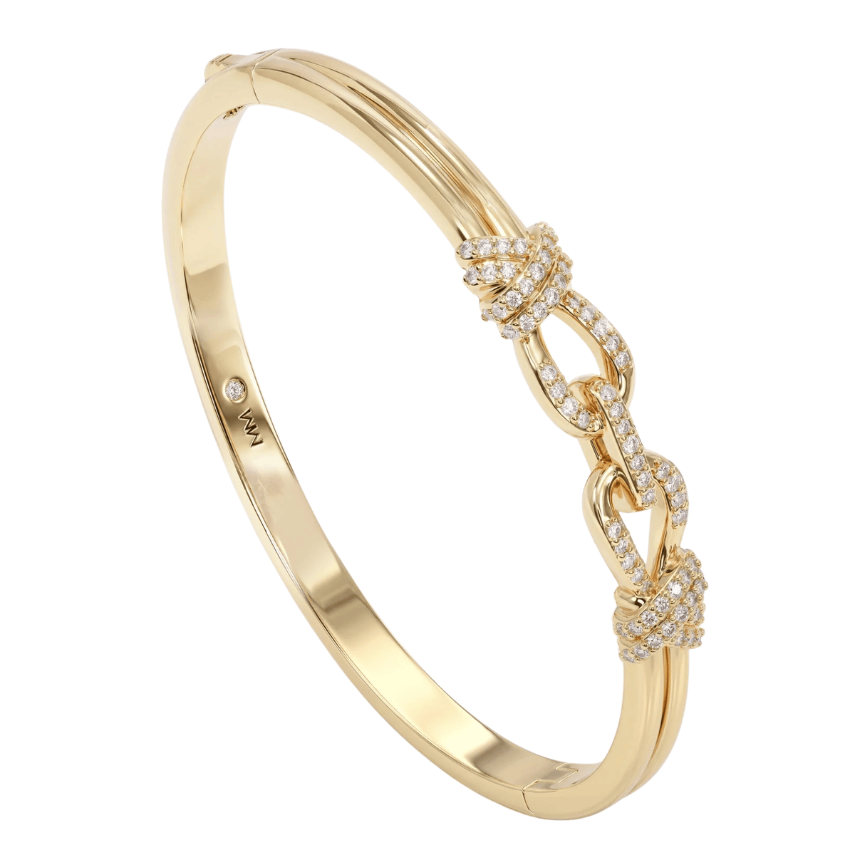 Knot Cuff - Gold|White Diamondettes - 6.5"