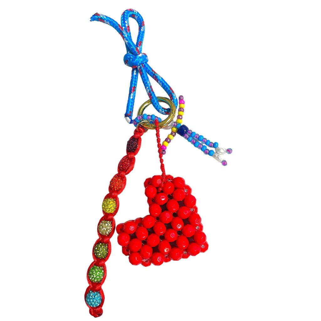 Eclectic Bungee Rope Beaded Bag Charm