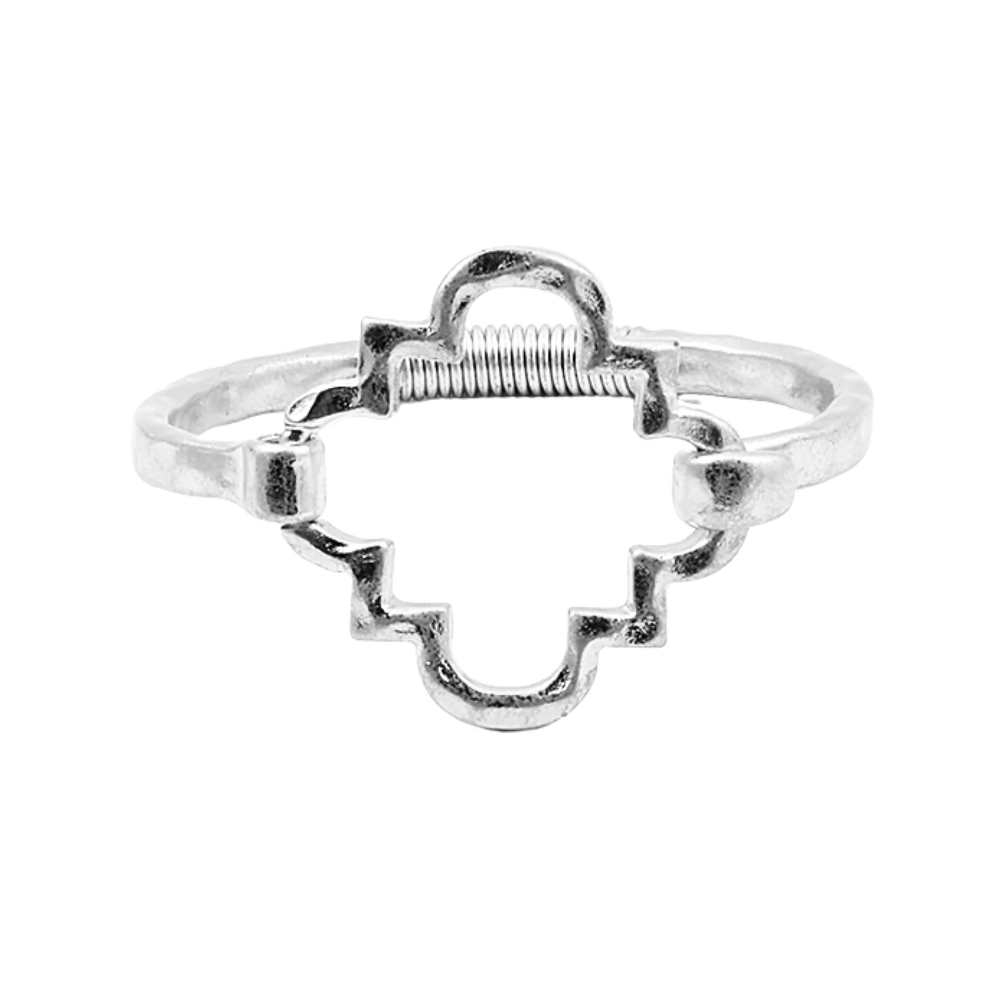 Brushed Metal Geometric Clover Cuff