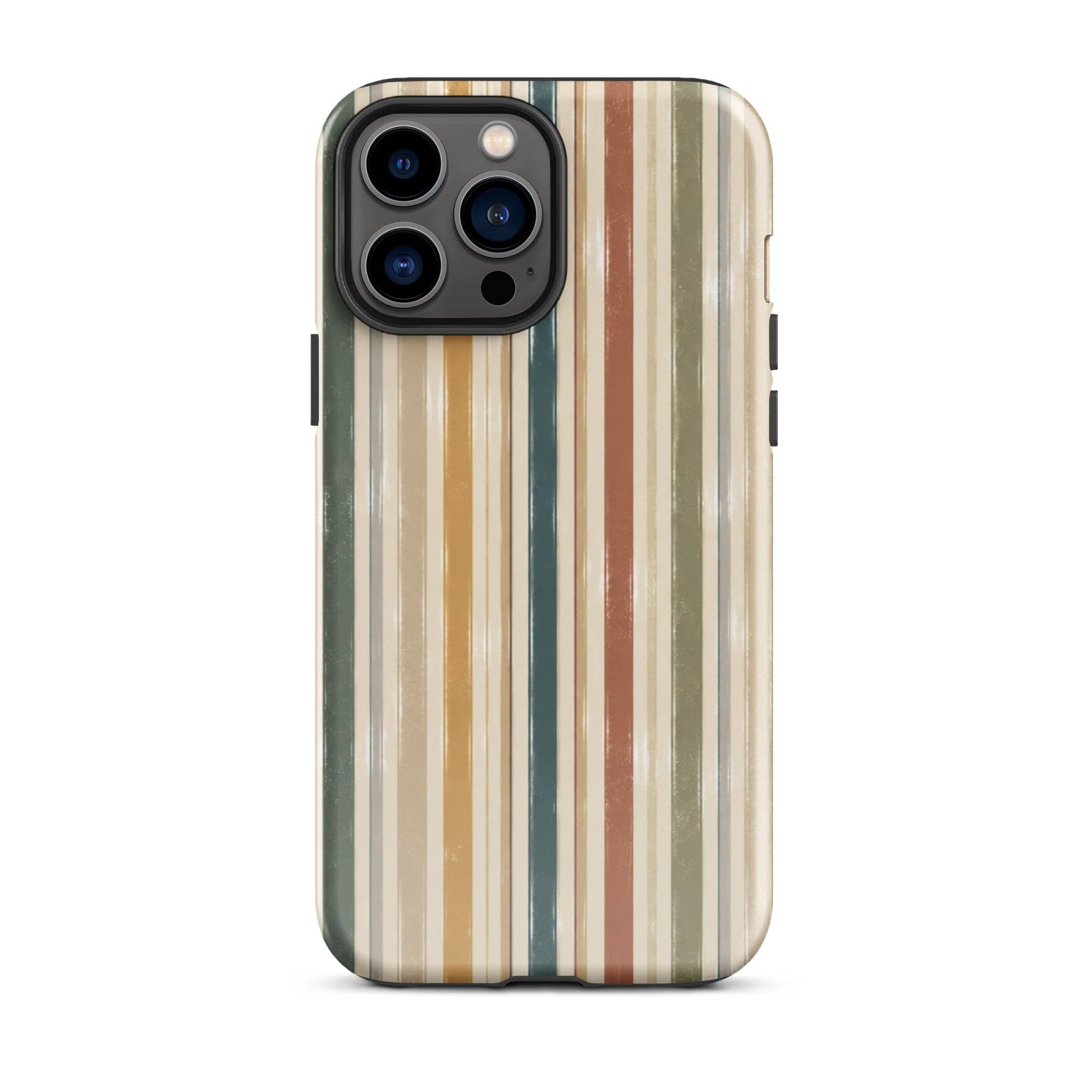 Green Tan Turquoise Stripe iPhone Case