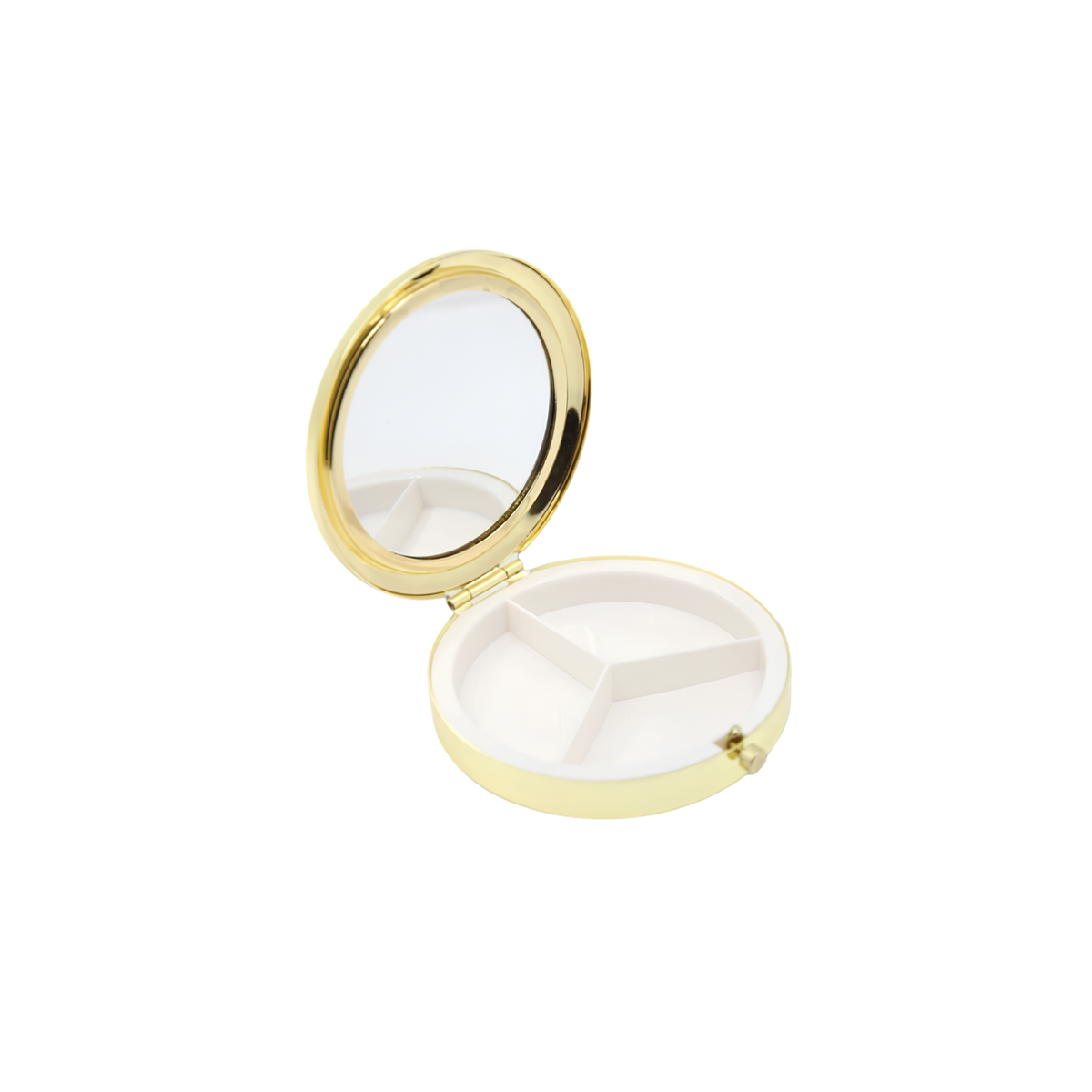 Solar Eclipse Hand-Painted Butter Cookies Handbag Hero Pill compact mirror, featuring detailed artwork on a sleek, portable design.