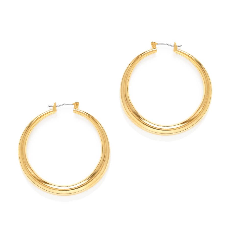 Small Maria hoop earrings by Amano Studio featuring delicate gold hoops with a minimalist design.