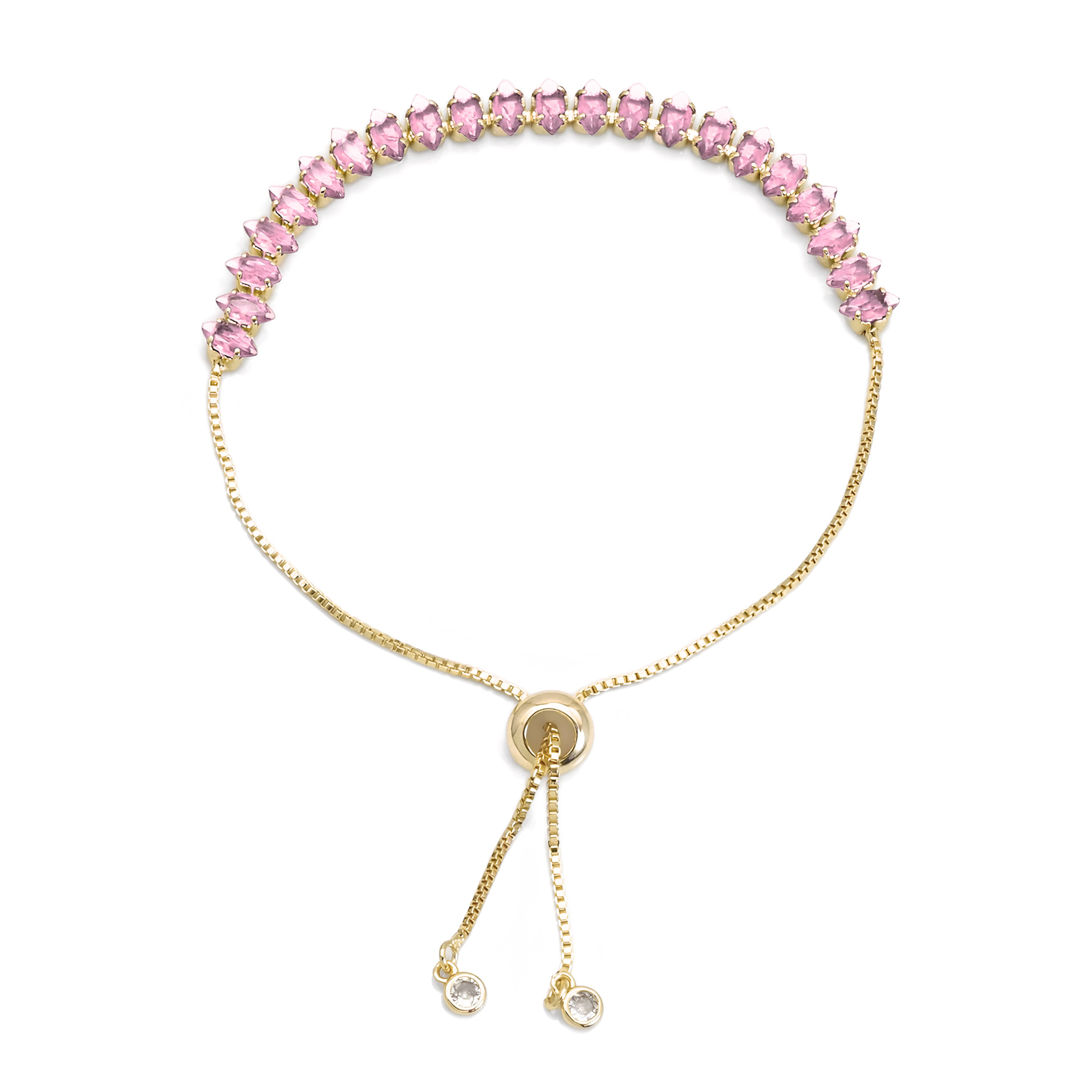 Eye Shape CZ Gold-Filled Link & Chain Bracelet