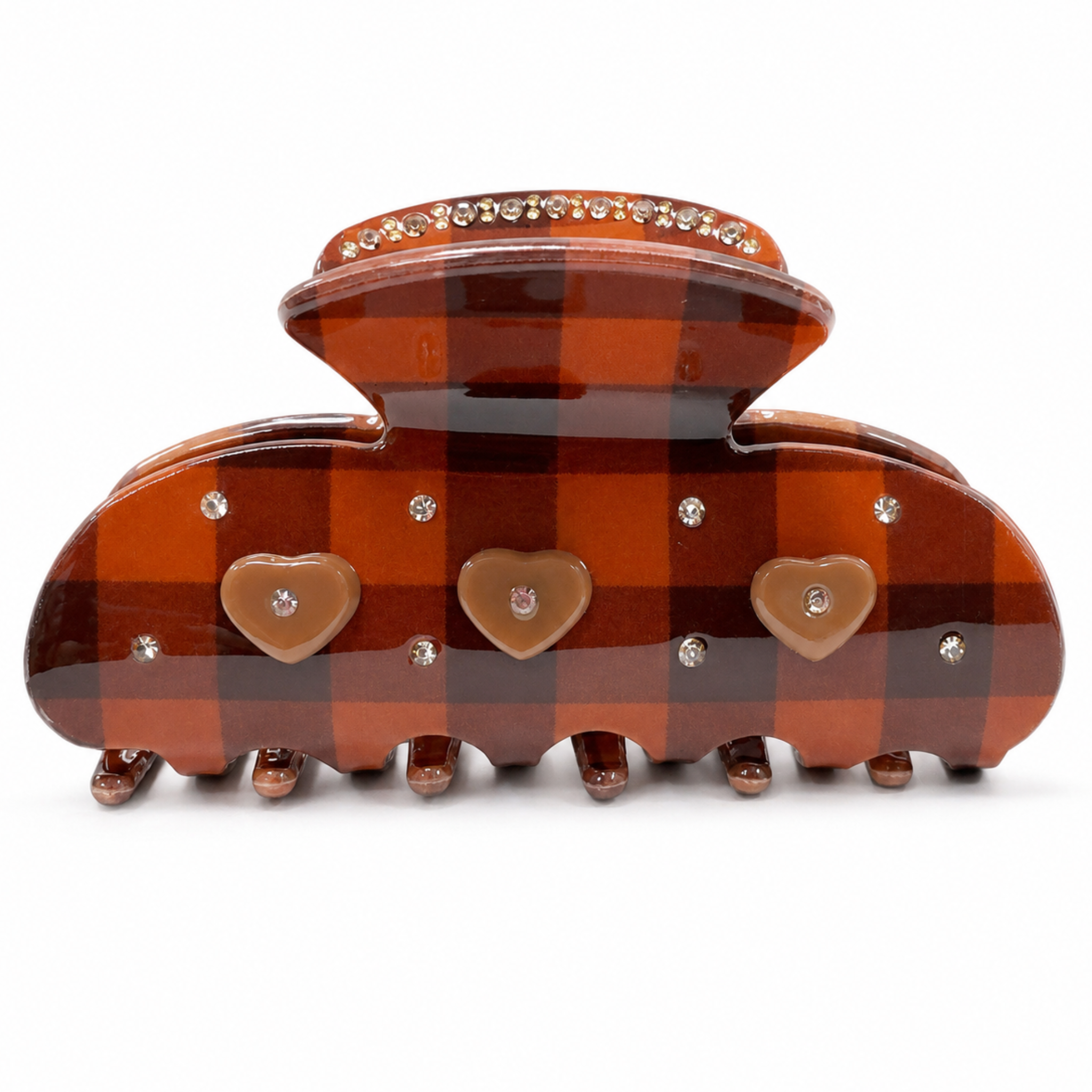 Plaid Heart Claw Clips