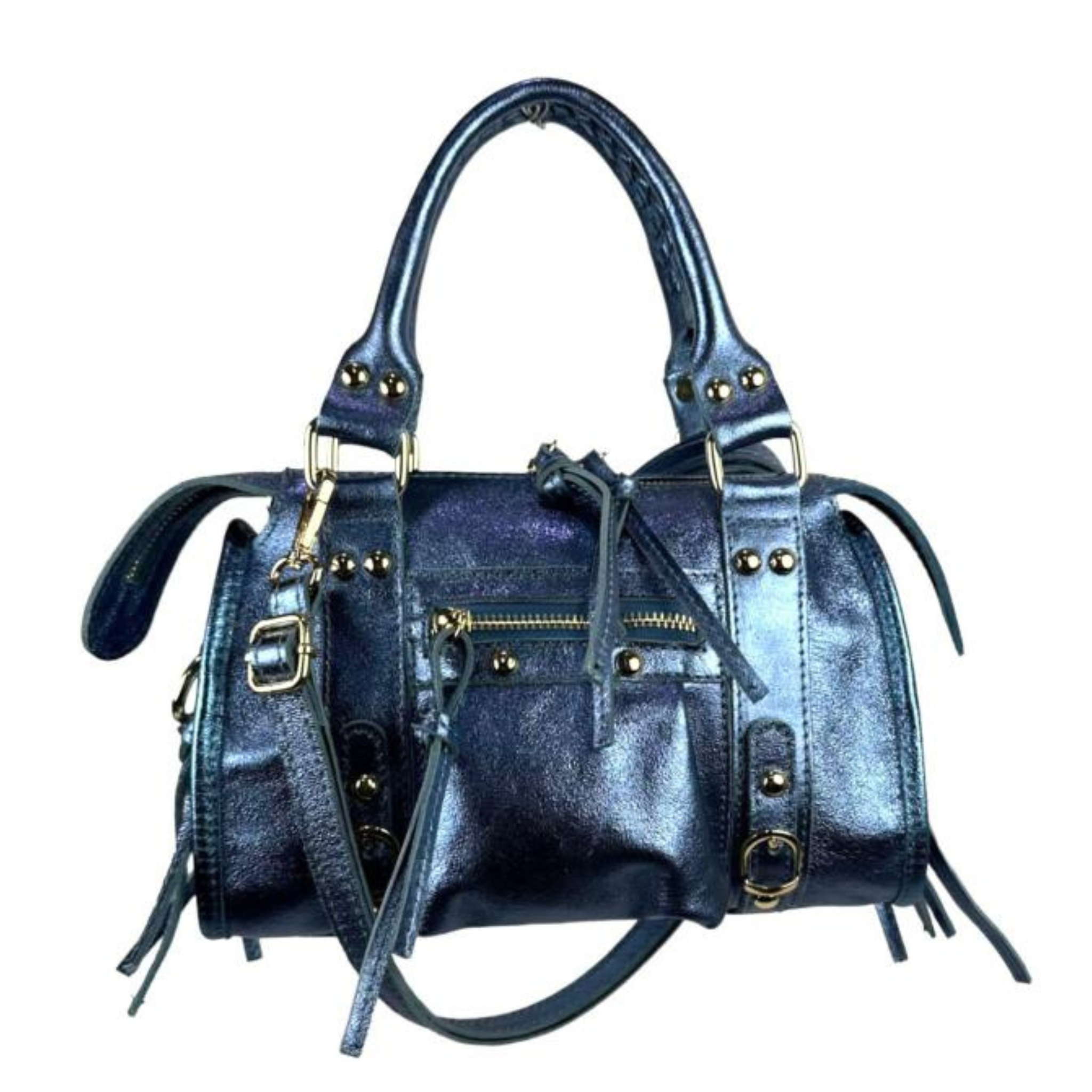 Italian Leather Handbag with Shiny Effect