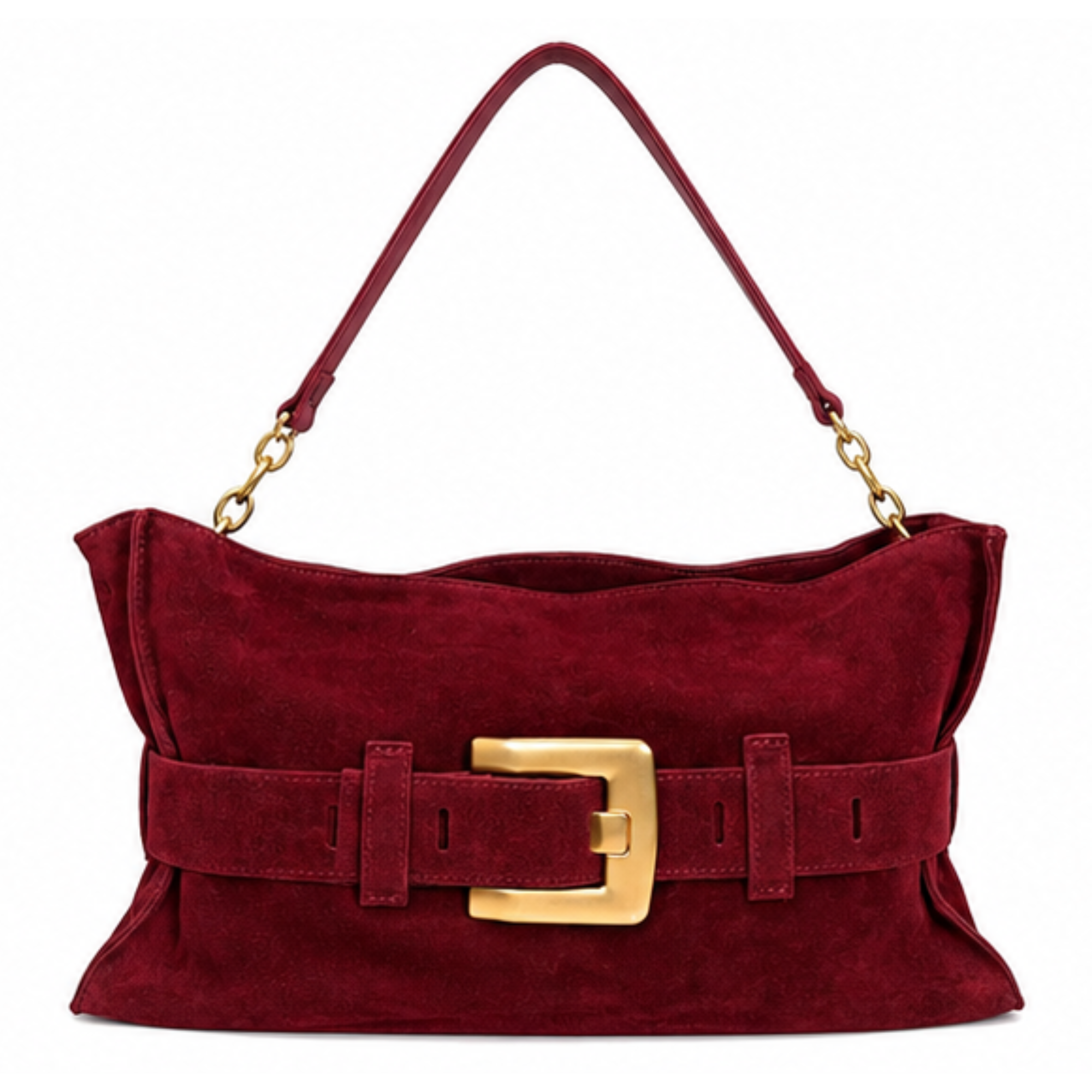 Suede Belted Shoulder Bag