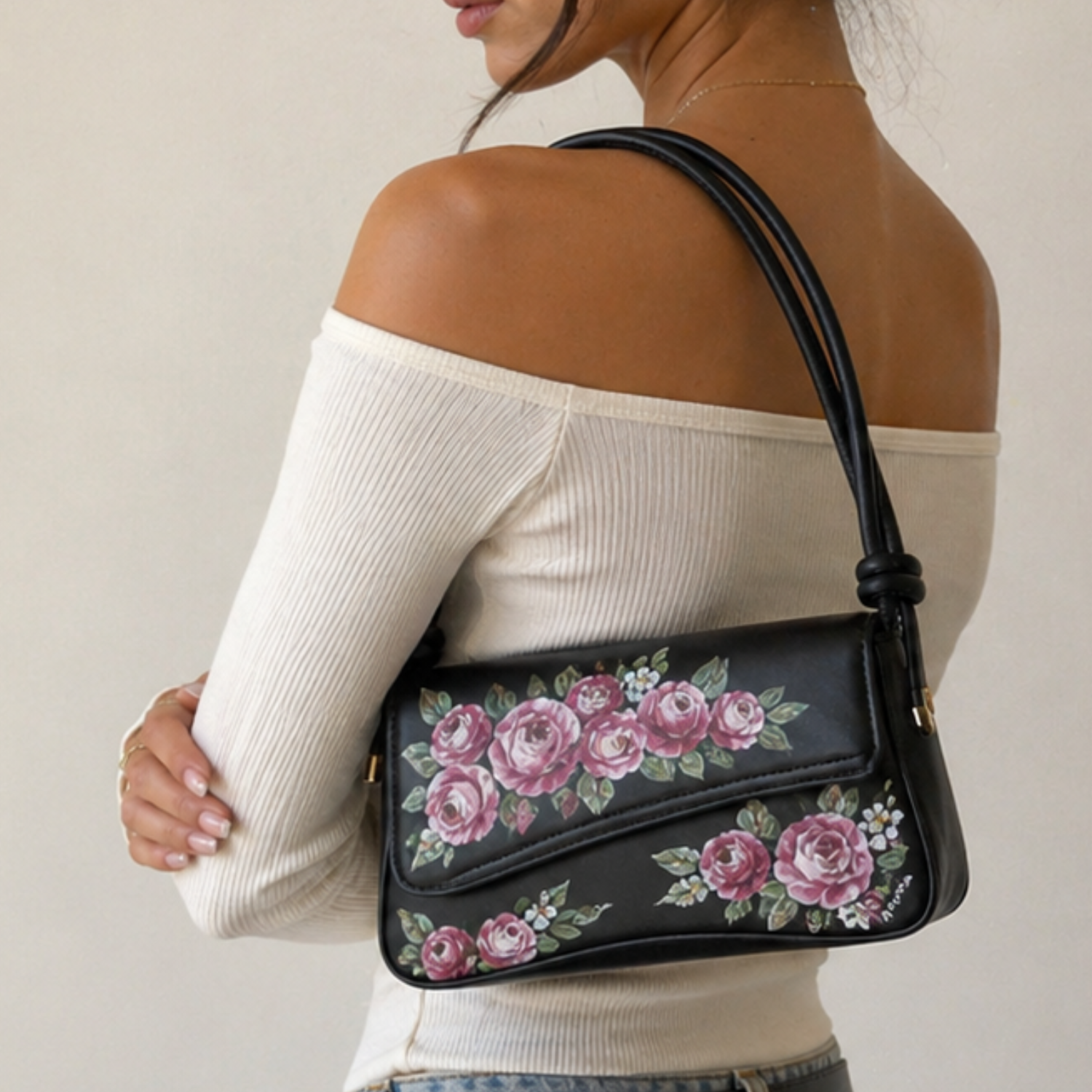 Gianna Valente Rosalie garden bag with woven texture and leather accents, showing front view of stylish, eco-friendly tote.