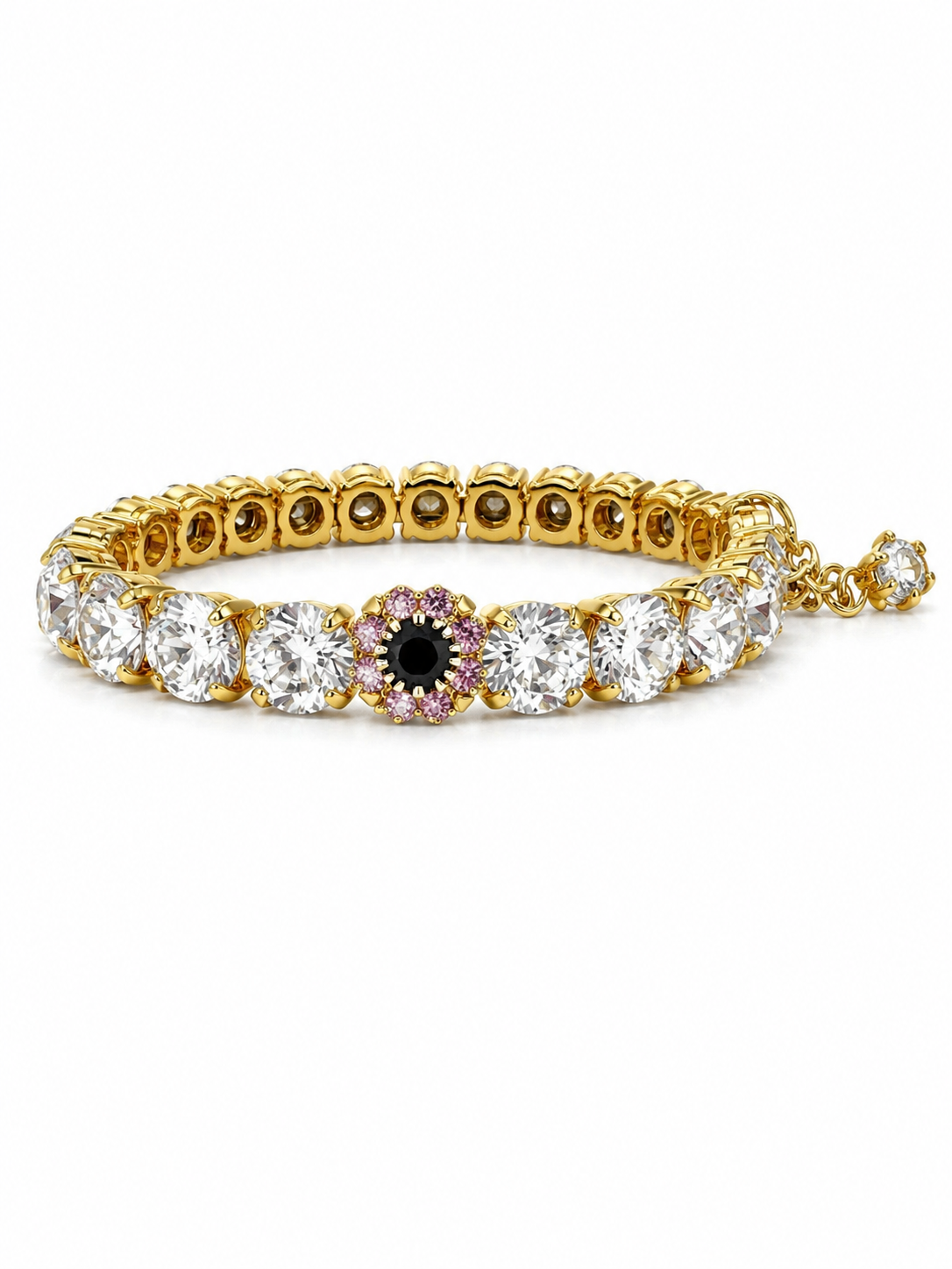 Private label Duchess Crystal Stretch Bracelet featuring 8.55mm clear crystals on a stretchy band, elegant and versatile jewelry accessory.