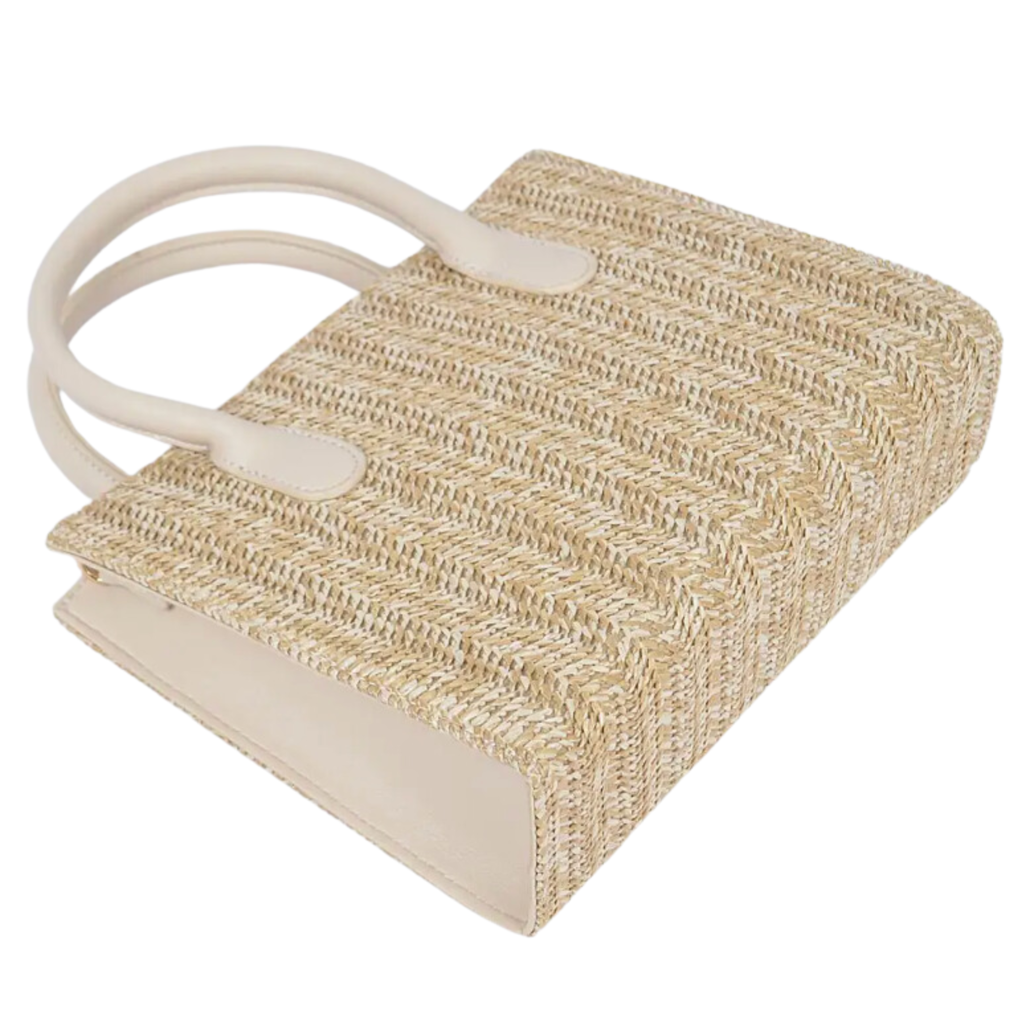 Vegan Faux Straw Mini Tote Bag