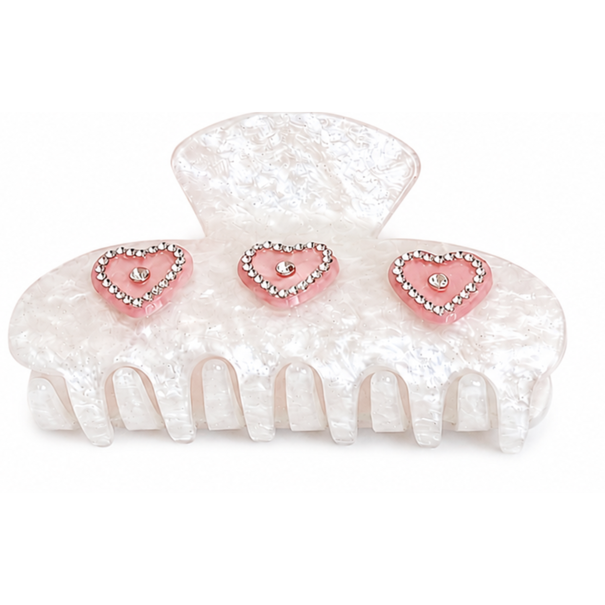 Private label sweet heart rhinestone acetate hairclip with sparkling rhinestones and a heart-shaped design for elegant hair styling.