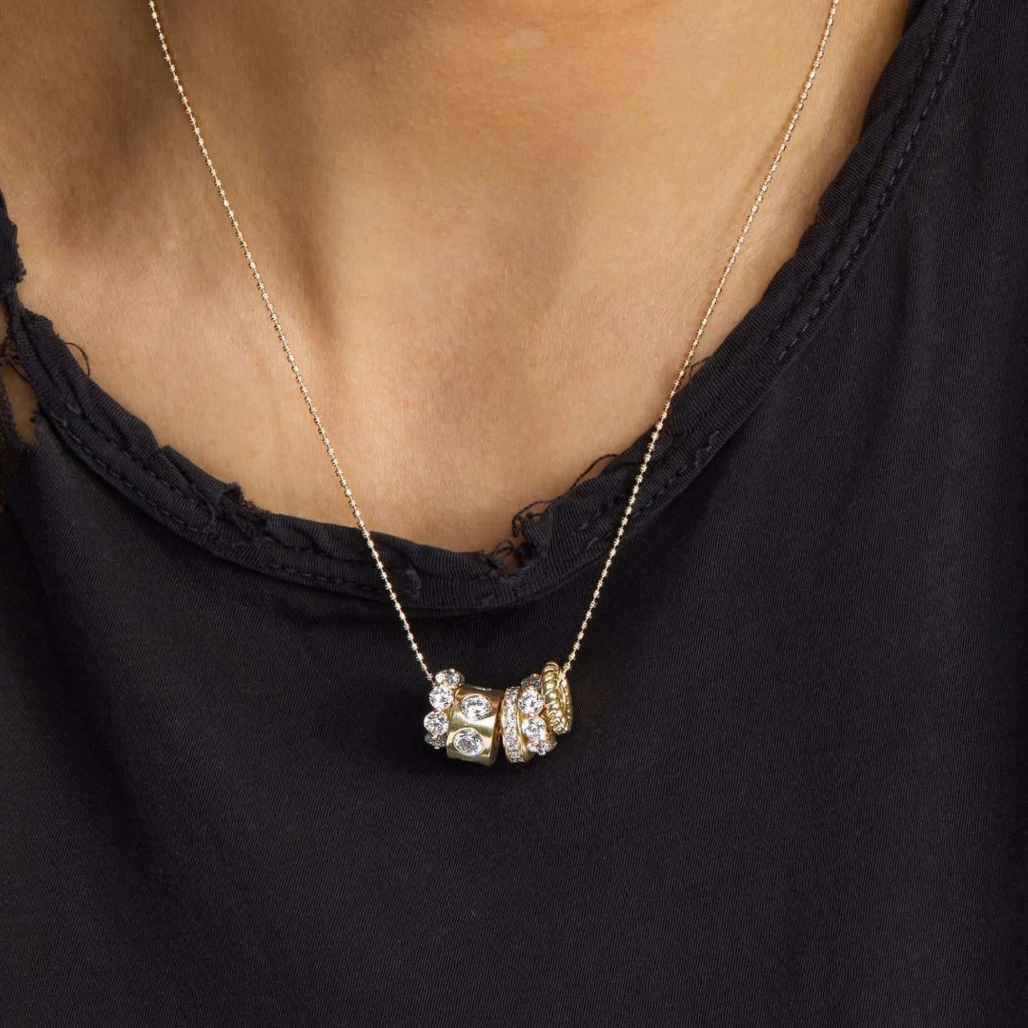 Gold Ashley Venice Necklace by Melinda Maria featuring white diamondette accents, elegant jewelry for stylish occasions.
