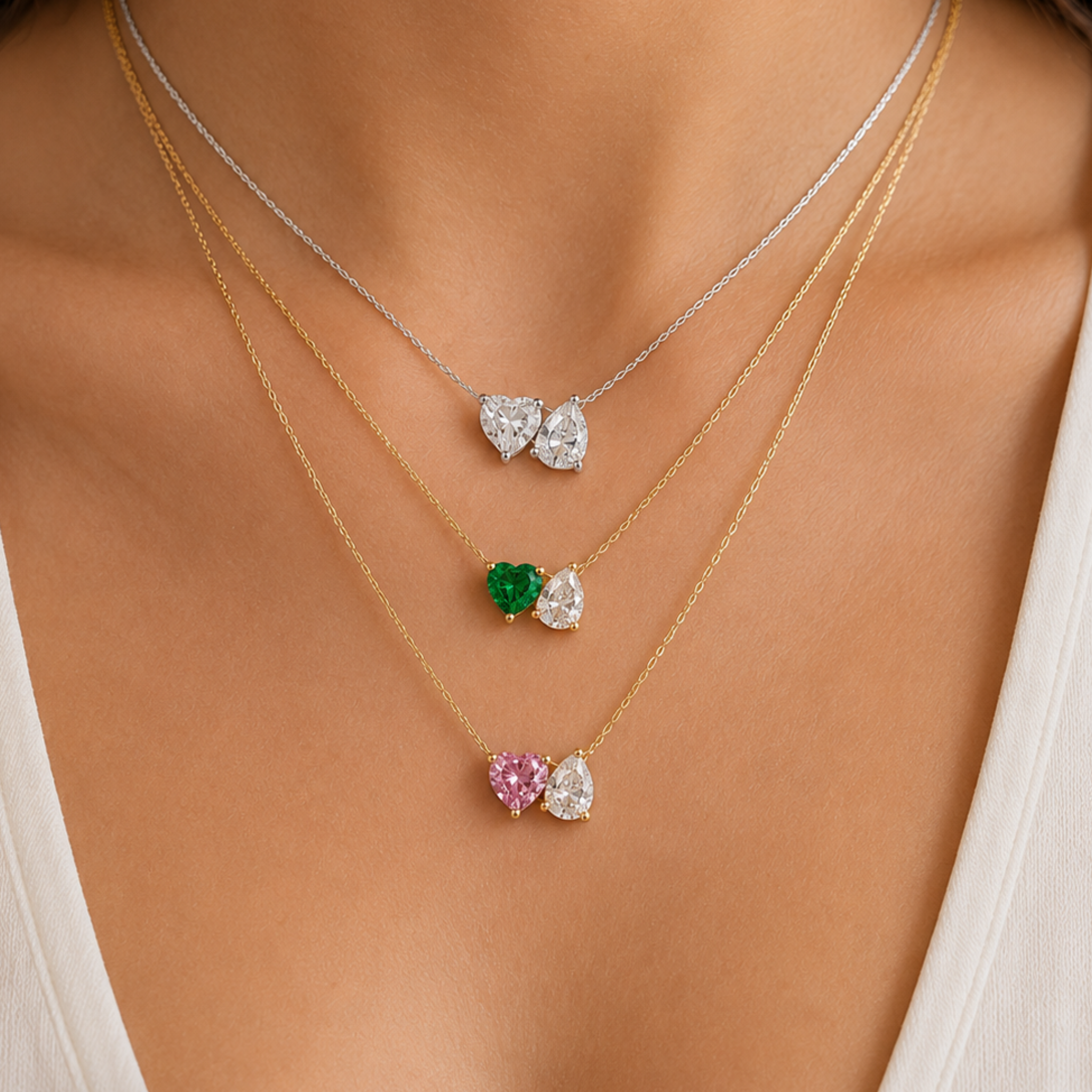 Heart & Pear Sterling Silver Necklace