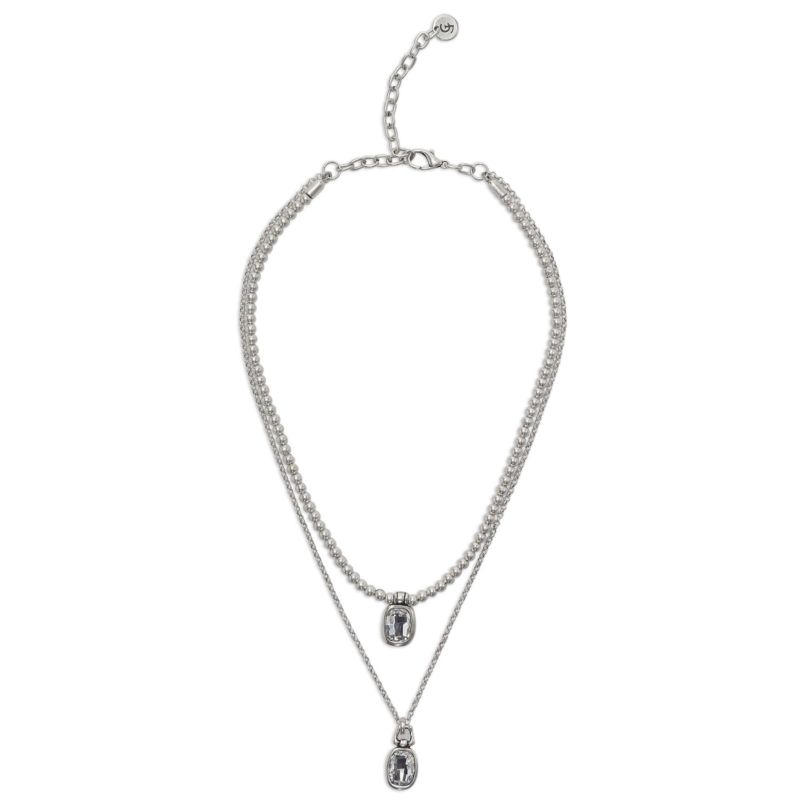Handmade Crystal Pewter Necklace - 3890