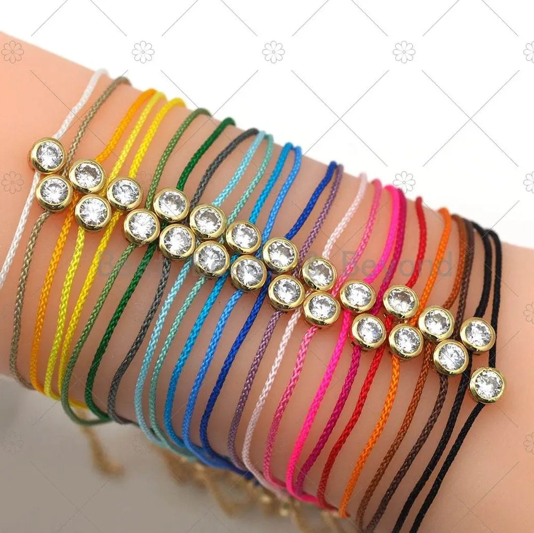 Diamond Cord Bracelet with Round Bezel CZ