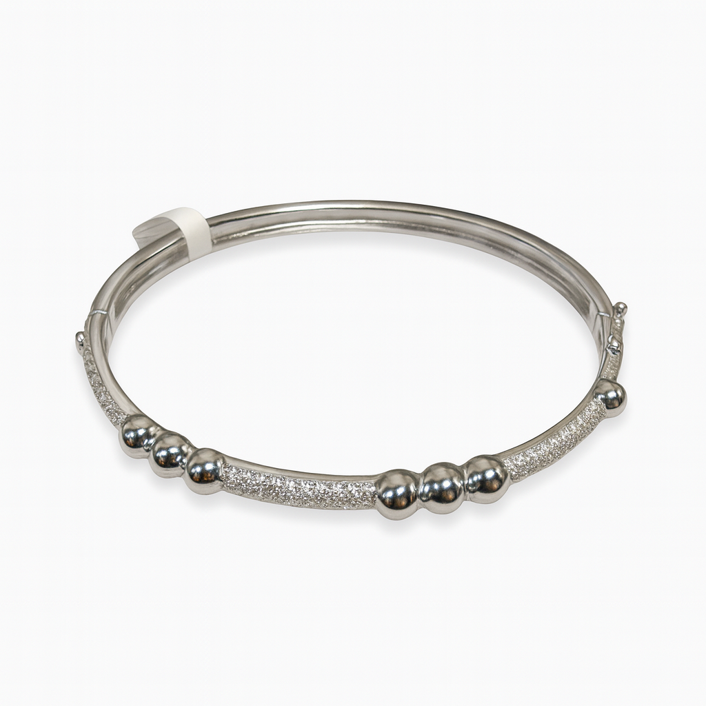 3 ball and pave bar bangle bracelet