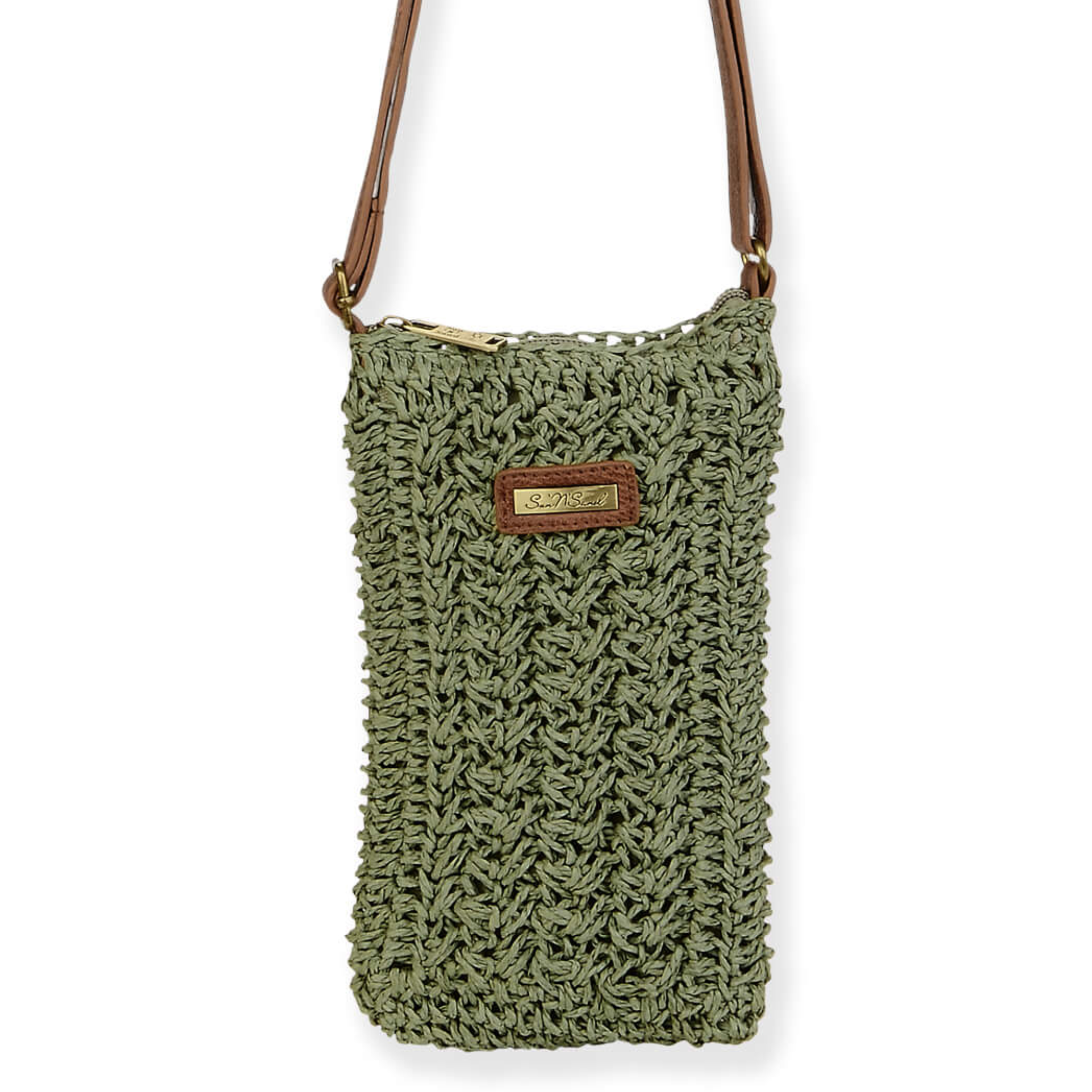 Sun n Sand paper crochet phone crossbody bag with a textured, lightweight design and adjustable strap.