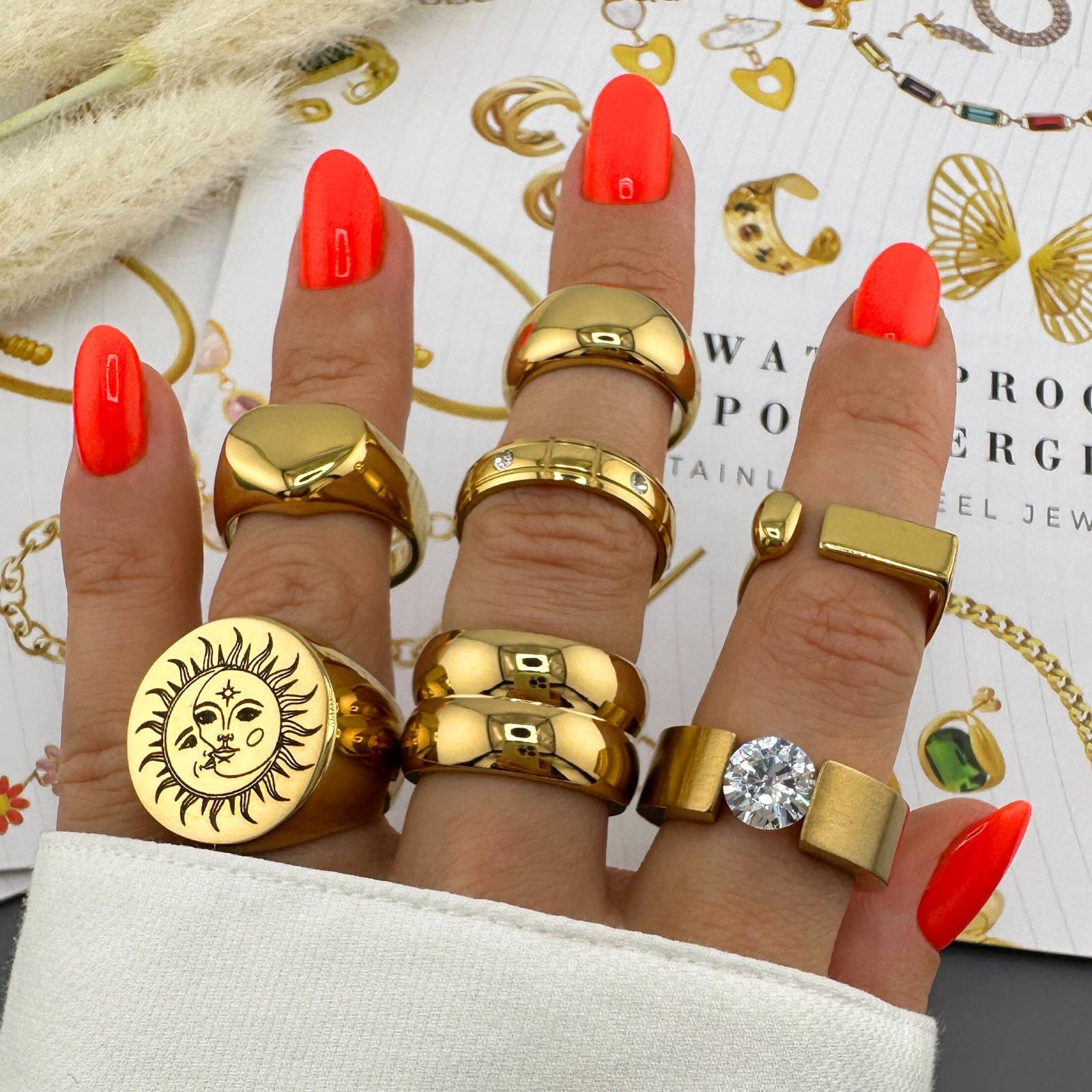 Sun Ring, 18K Gold Plated Steel