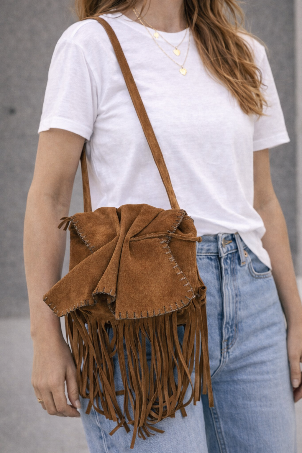 Medium Suede Fringe Butterfly Bag