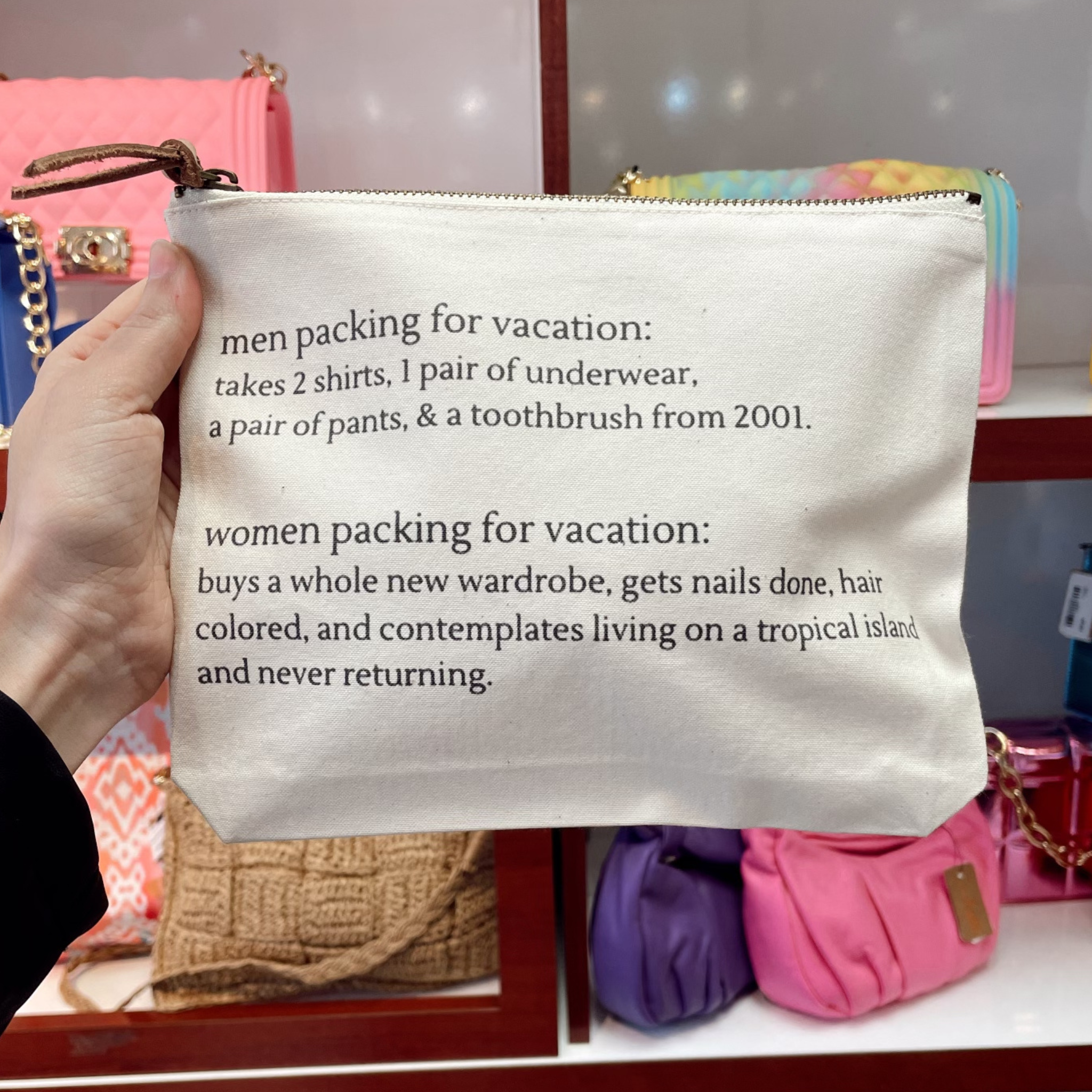 Men vs Women Packing For Vacation Pouch