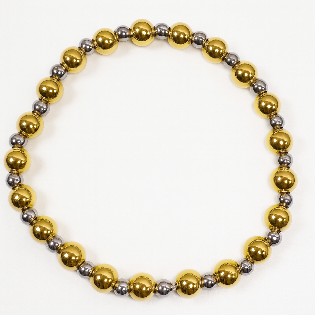 6mm gold beads with 4mm silver beads