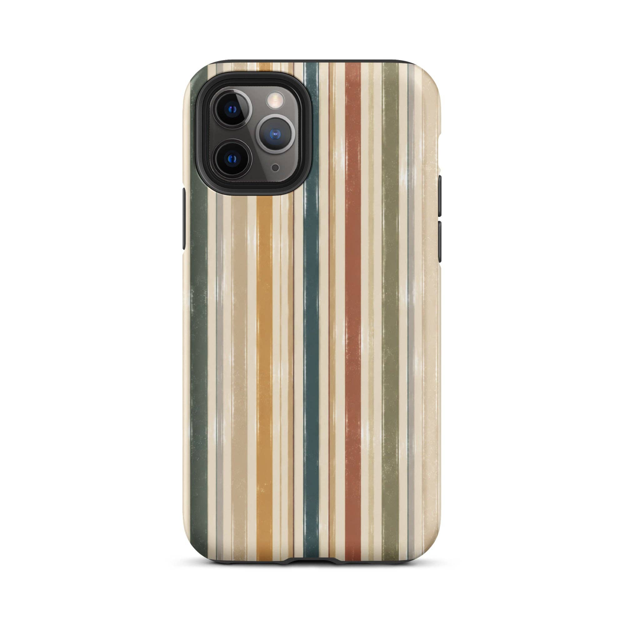 Green Tan Turquoise Stripe iPhone Case