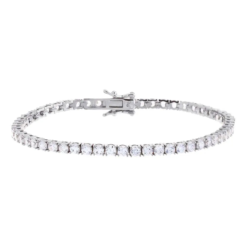 4MM 6.5" L Sterling Silver Platinum Handset Tennis Bracelet - B1044S