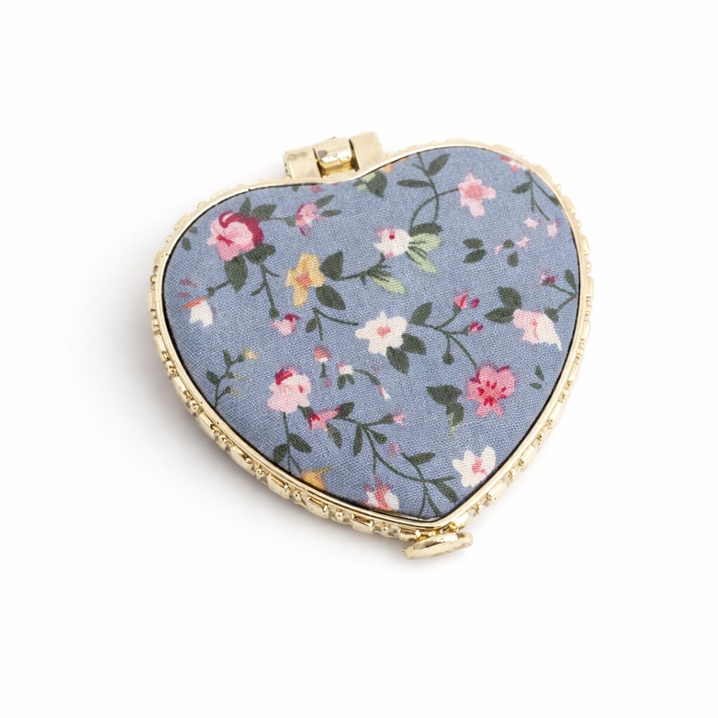 TRAVEL POCKET COMPACT HANDHELD FLORAL MIRROR