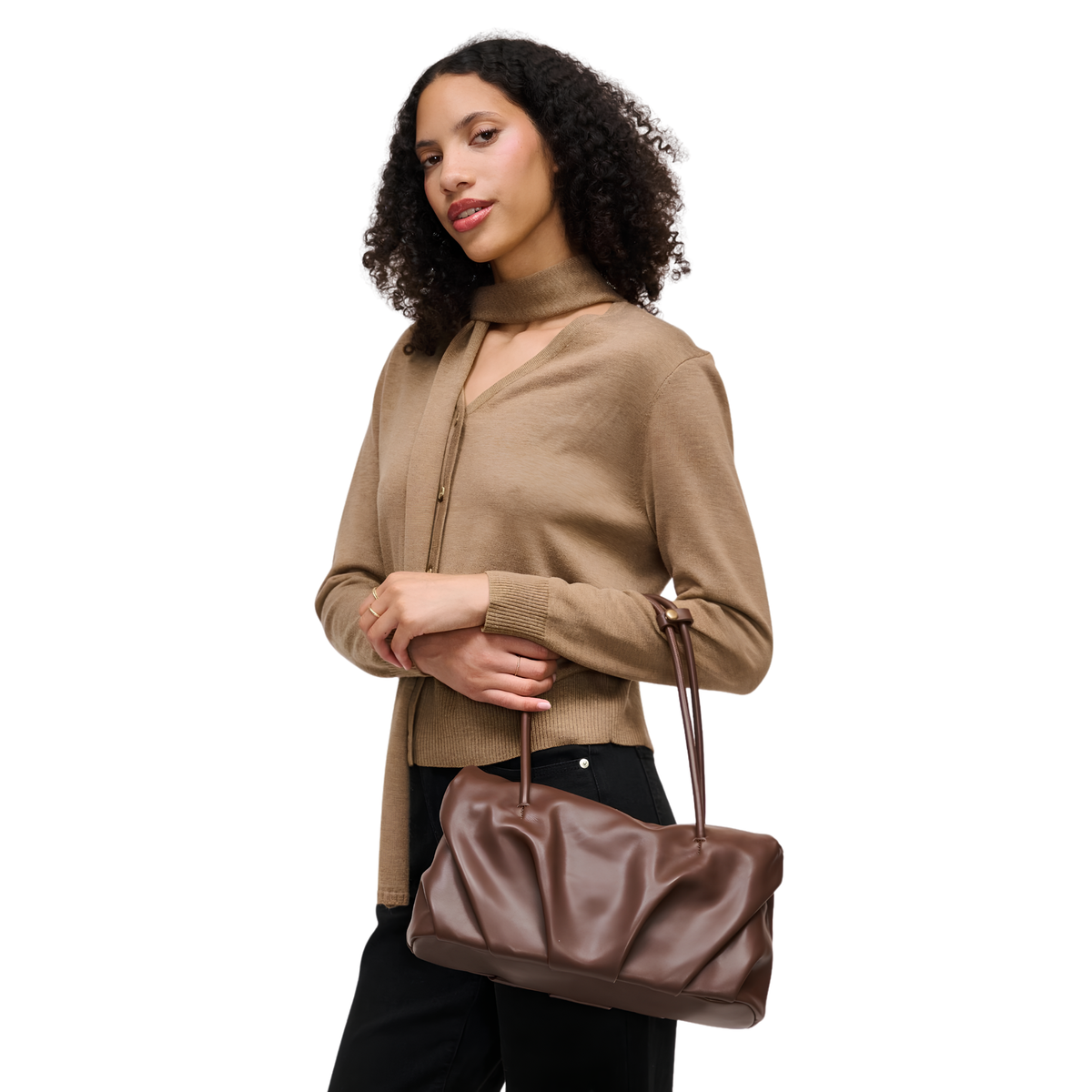 Urban Expressions Ryker Satchel showing its structured design, top handles, and adjustable shoulder strap in a neutral color.