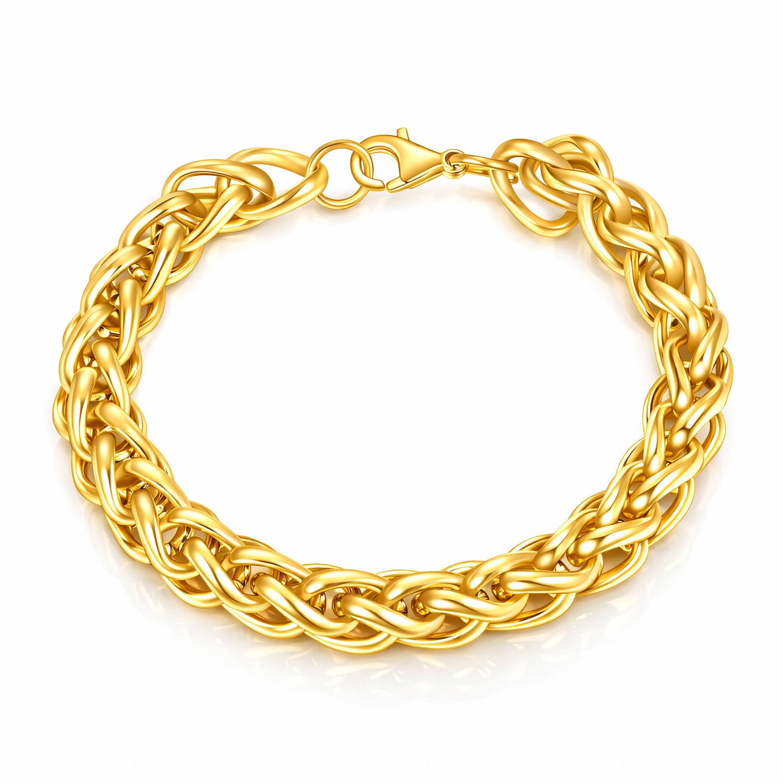 Twisted Link Bracelet, 18K Gold Plated Steel