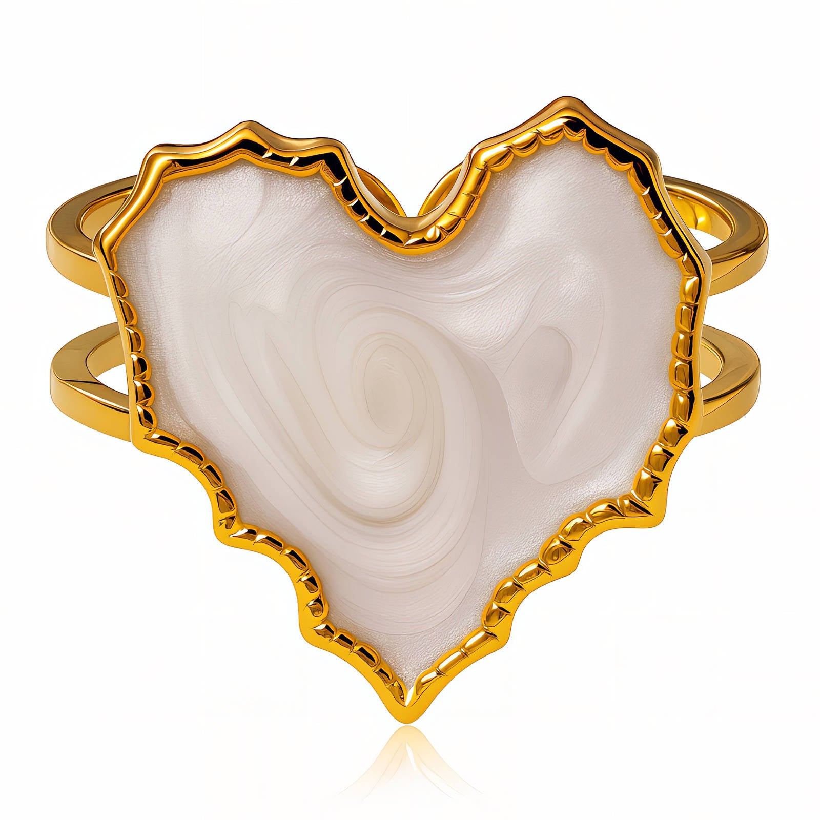 Shimmer Heart Ring, 18K Gold Plated Steel