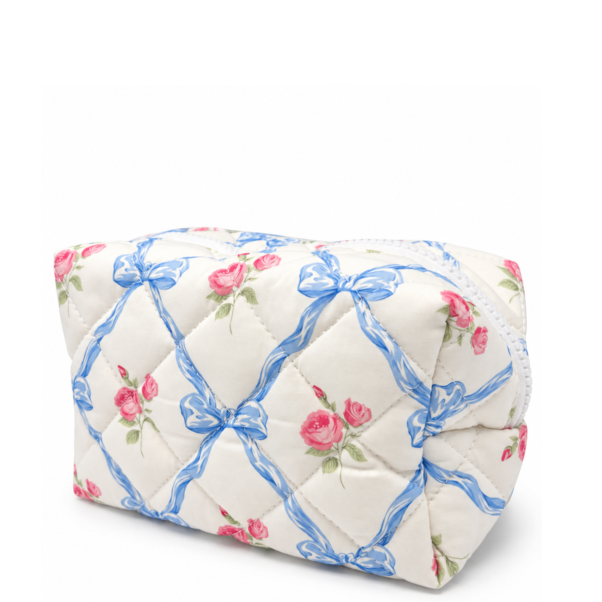 Quilted Bow Coquette Makeup Bag