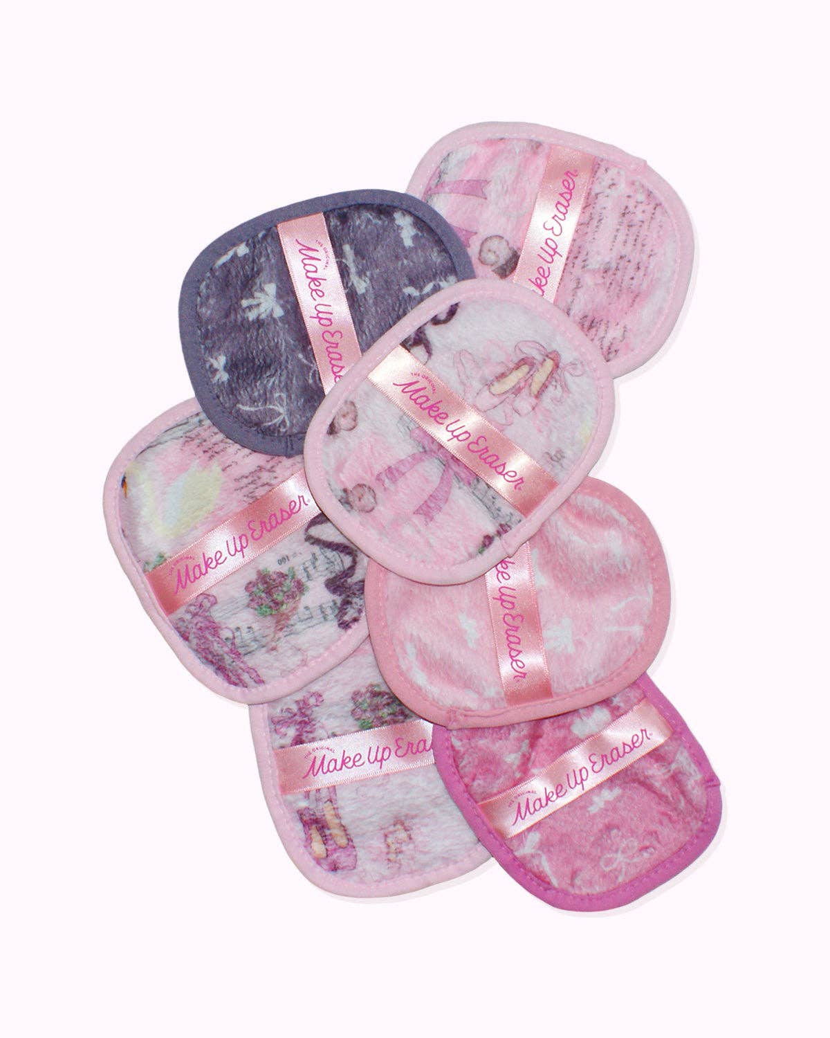 The Original MakeUp Eraser Ballet Core 7-Day Skincare Gift Set with reusable cloths and skincare accessories on a clean surface.