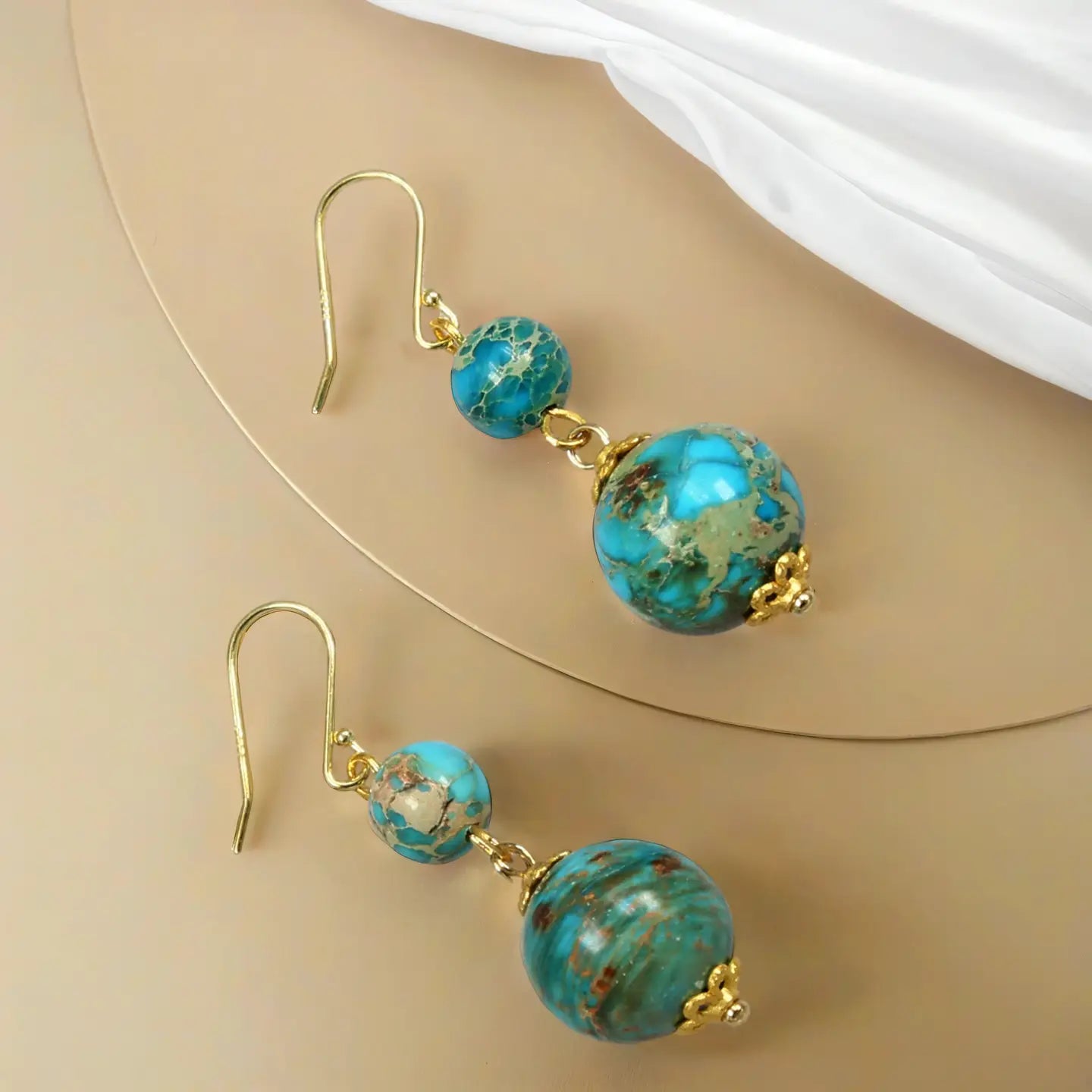 Golden Serenity Imperial Jasper Earrings