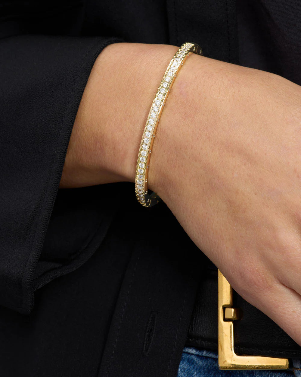 Ashley Pavé Cuff 4mm - Gold|White Diamonettes