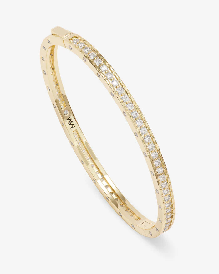 Ashley Pavé Cuff 4mm - Gold|White Diamonettes