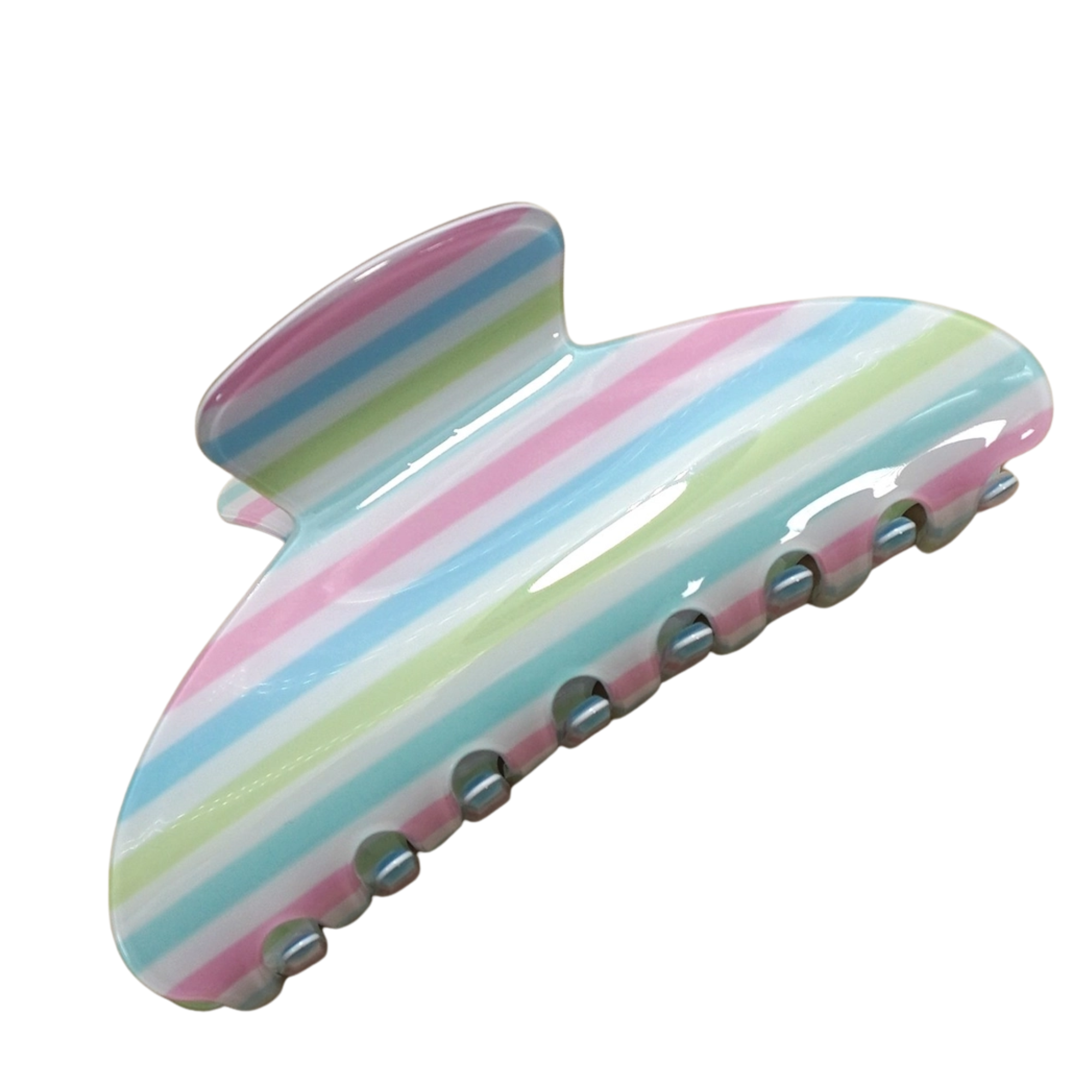 Jumbo Stripe & Plaid Oval Hair Claw Clip