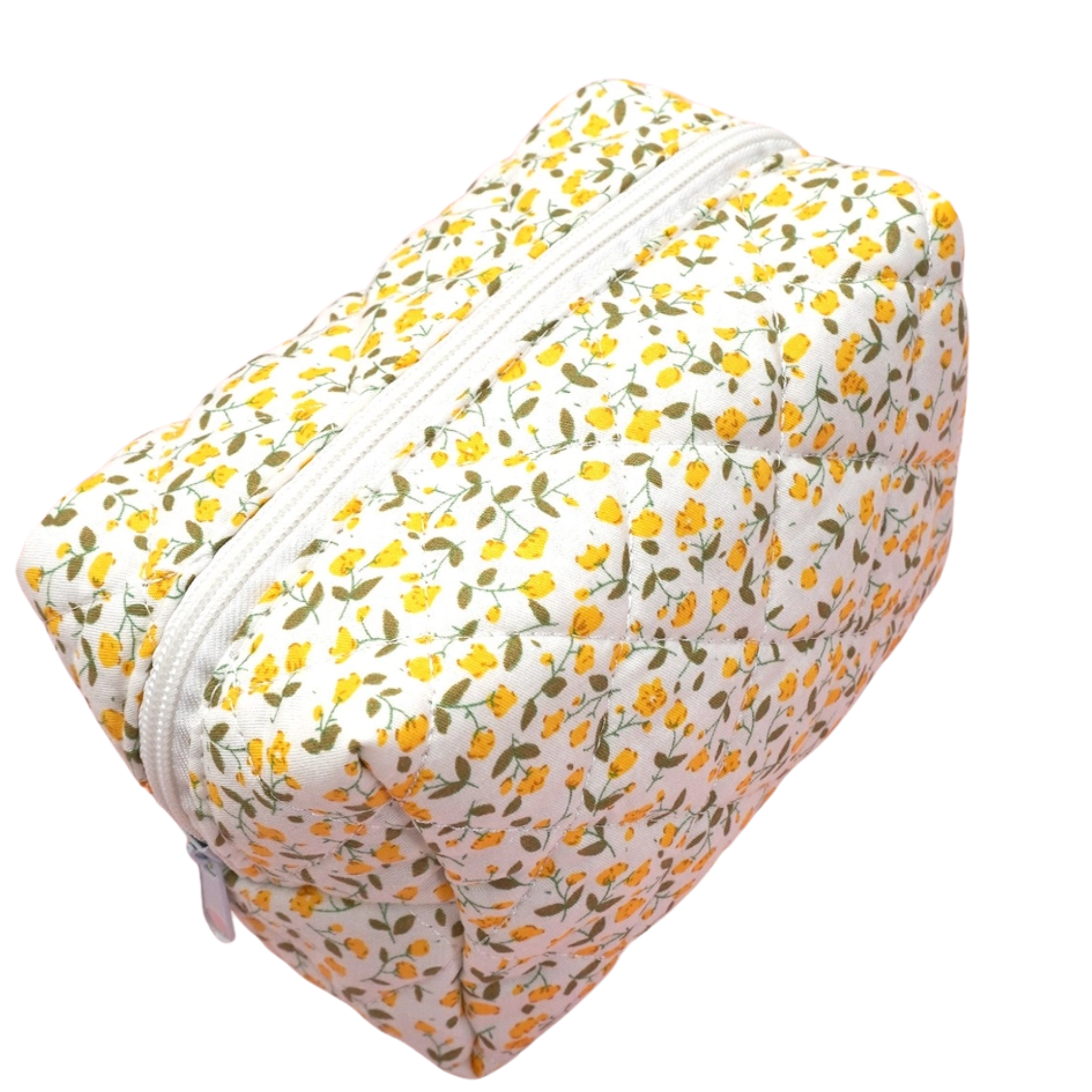 Floral Quilted Cotton Cosmetic Pouch