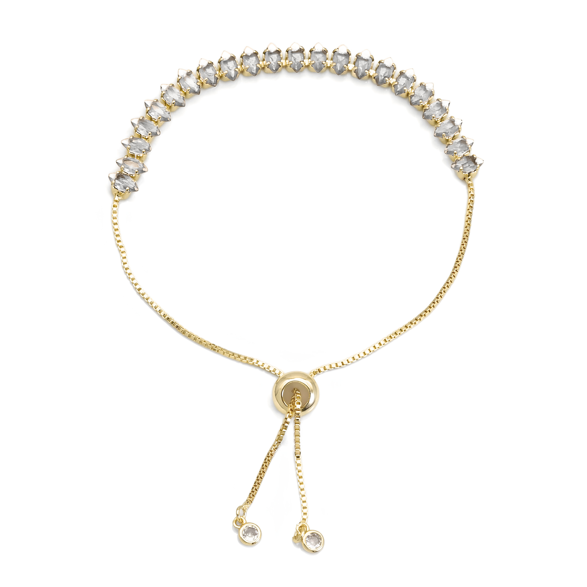 Eye Shape CZ Gold-Filled Link & Chain Bracelet